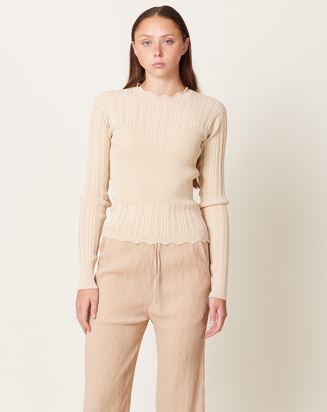 Henrik Vibskov Transparent Block Knit Blouse in Angora