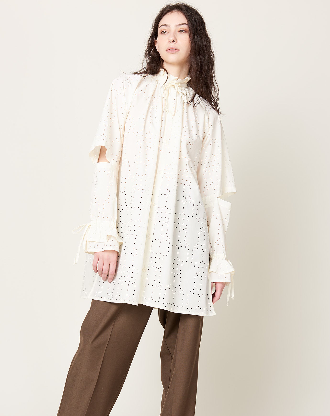 Henrik Vibskov Void Filler Blouse in White Punched Boxes