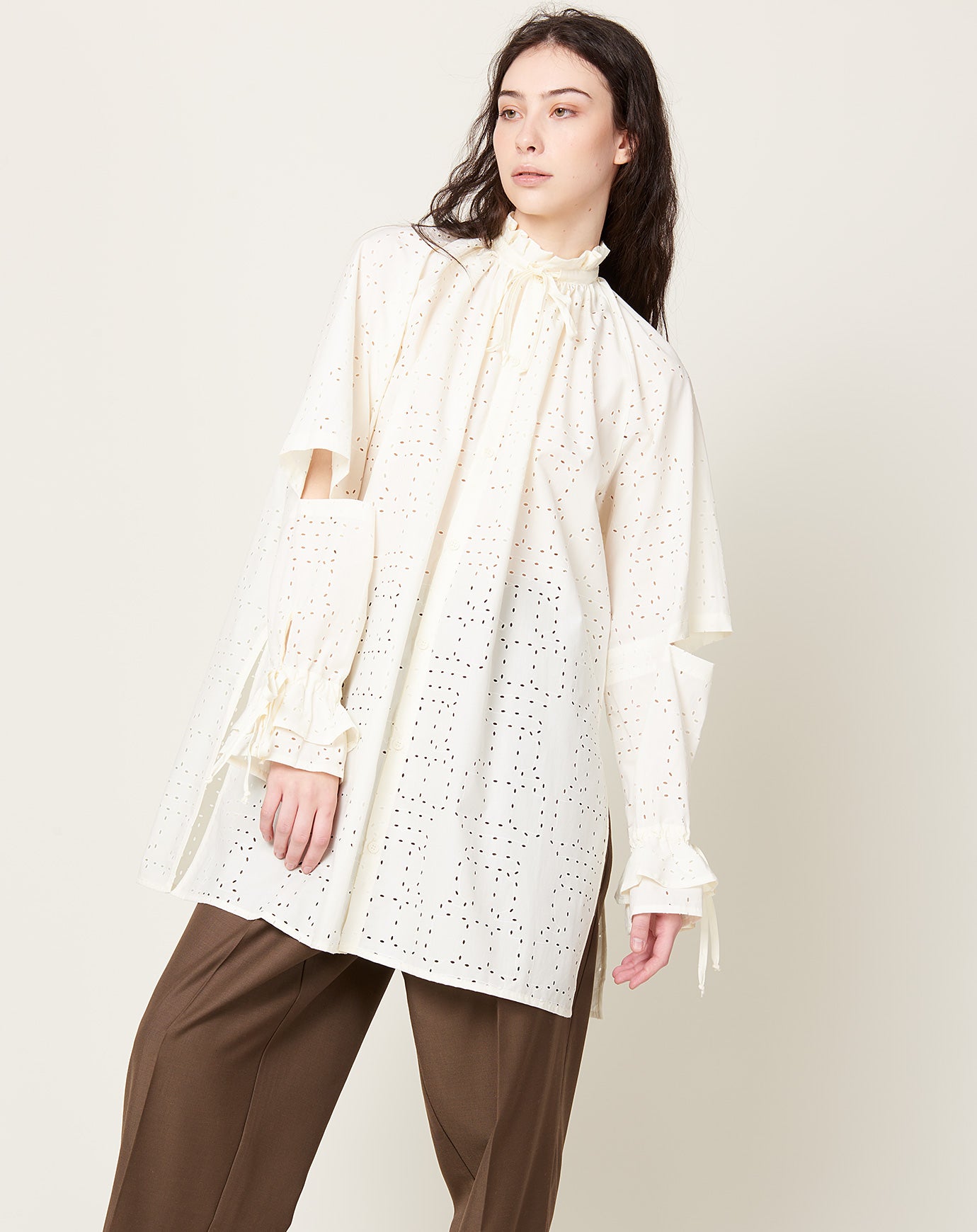 Henrik Vibskov Void Filler Blouse in White Punched Boxes