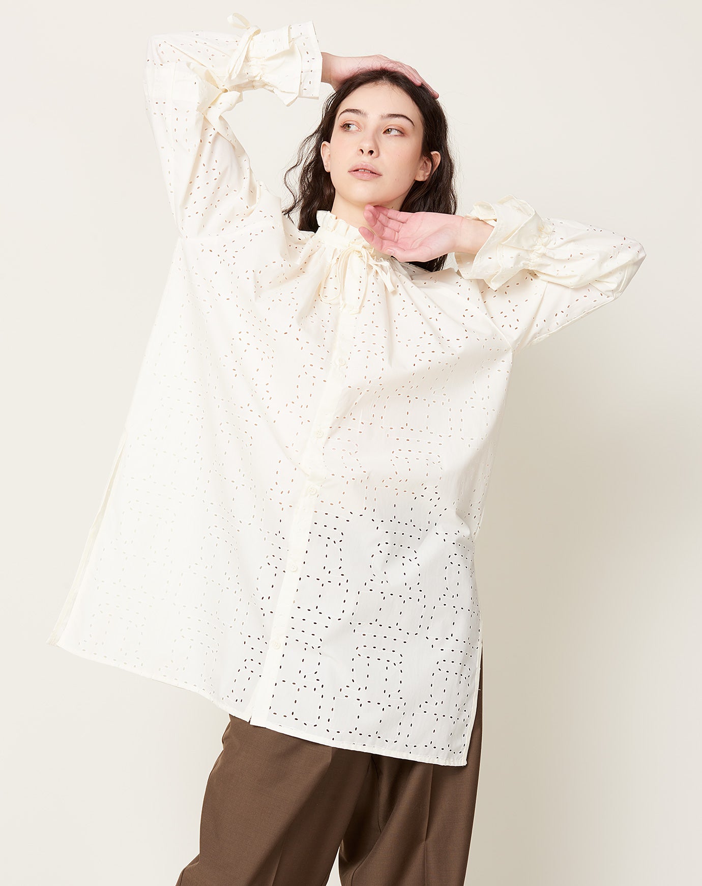 Henrik Vibskov Void Filler Blouse in White Punched Boxes