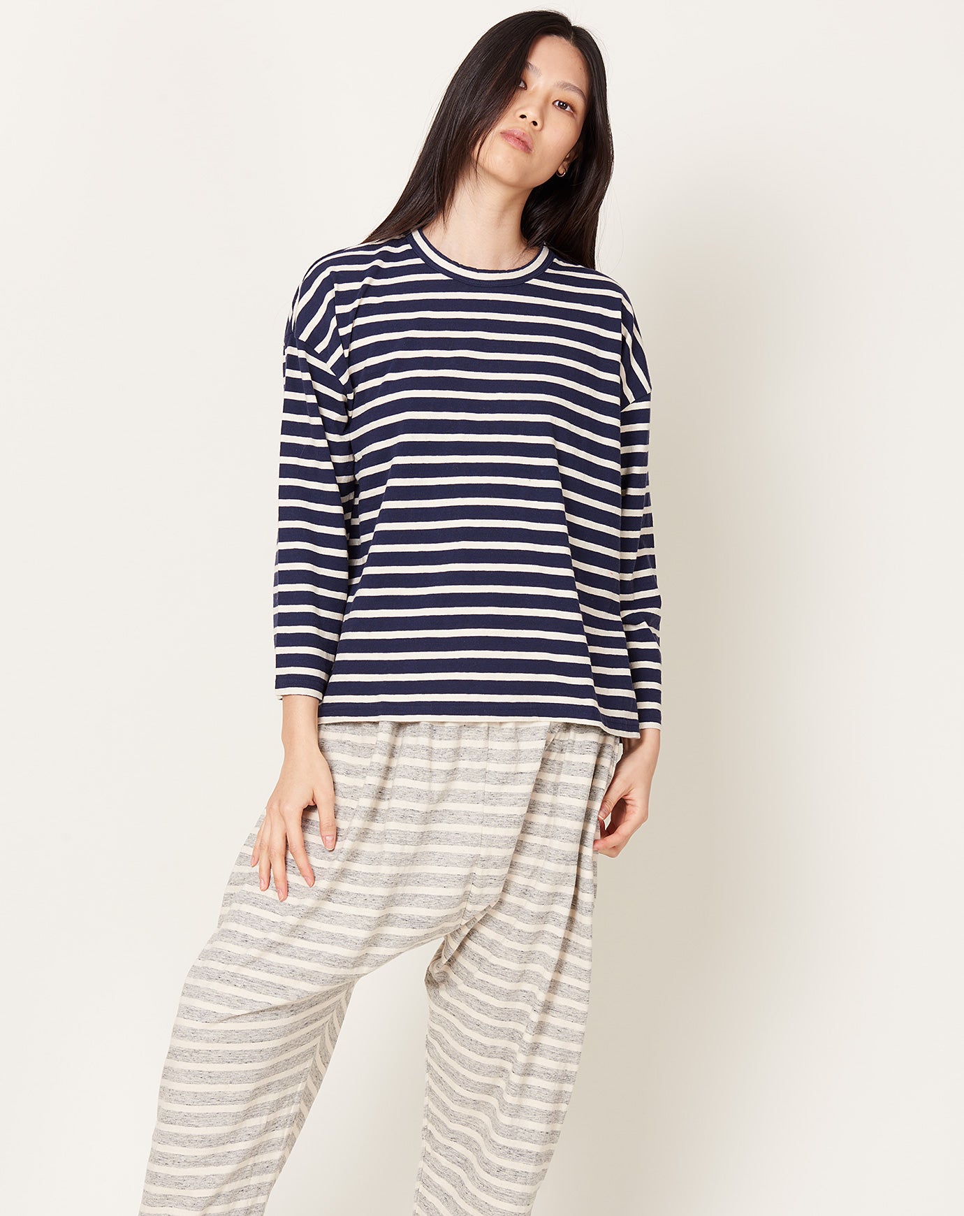 Ichi Antiquités Striped Pullover in Navy & Natural