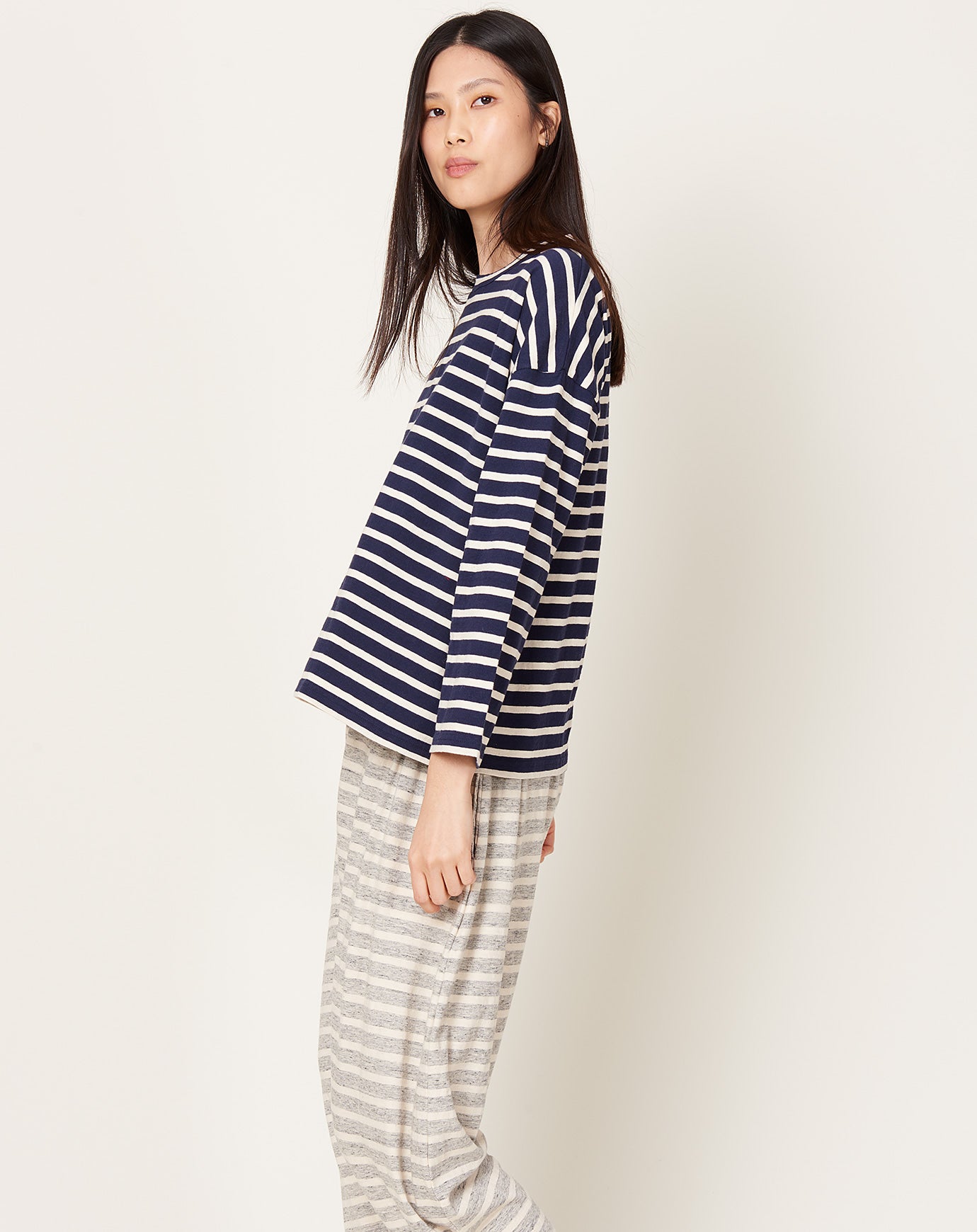 Ichi Antiquités Striped Pullover in Navy & Natural