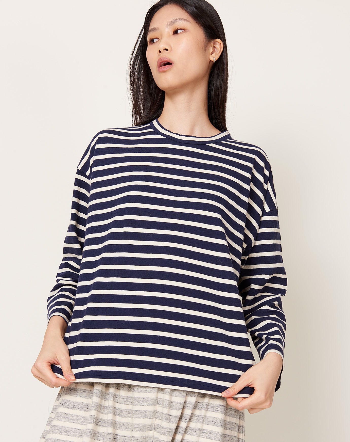 Ichi Antiquités Striped Pullover in Navy & Natural