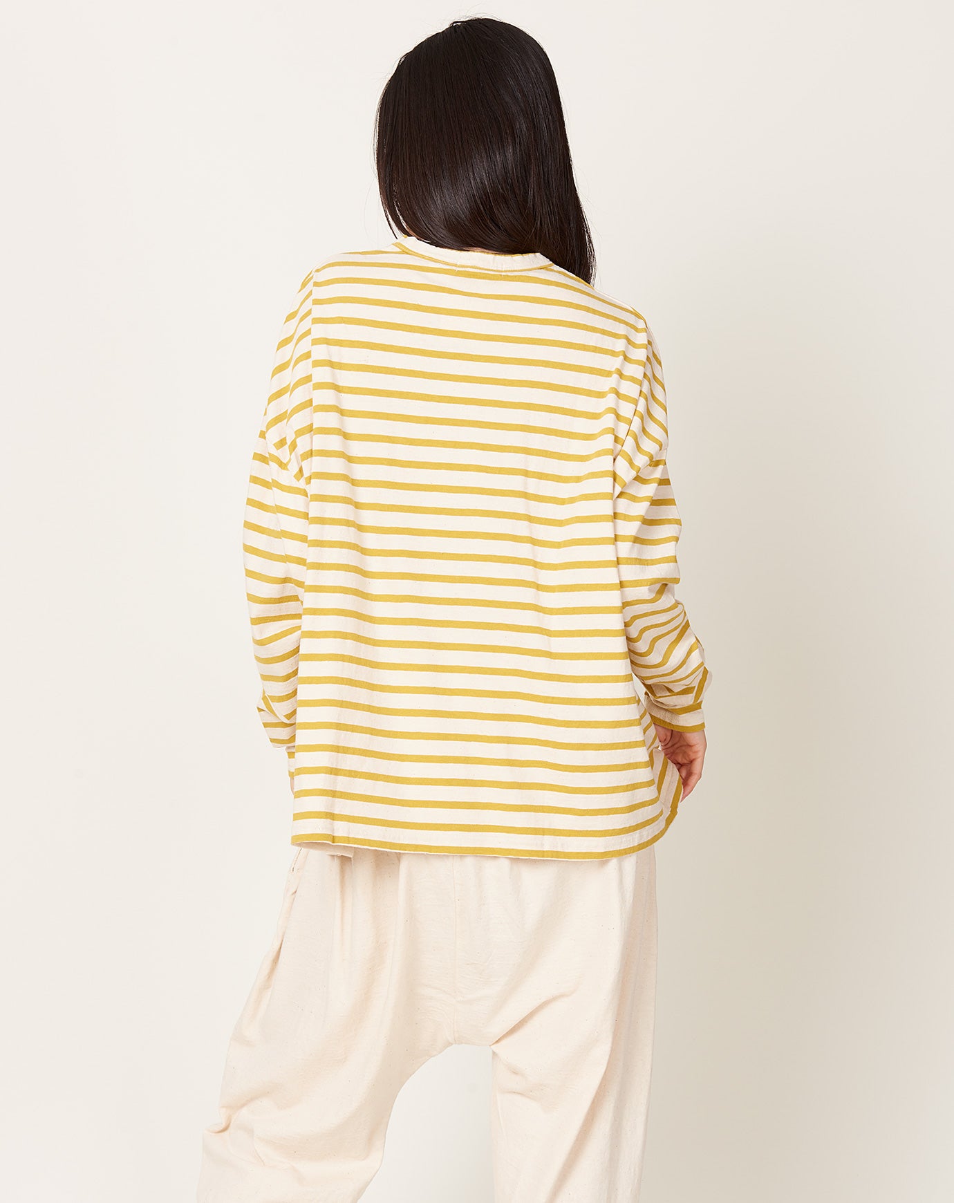 Ichi Antiquités Striped Loose Pullover in Mustard & Natural