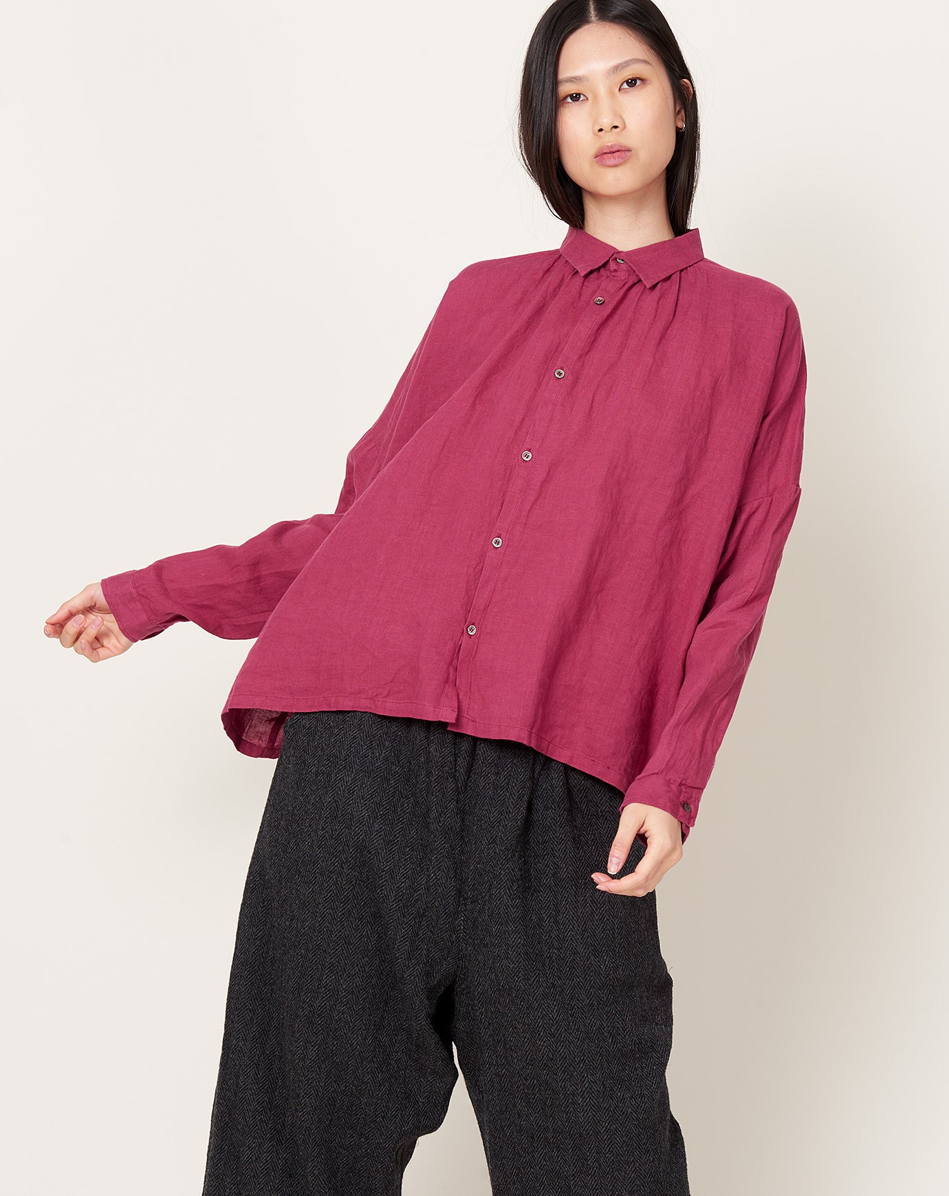 Ichi Antiquités Color Linen Shirt in Pink