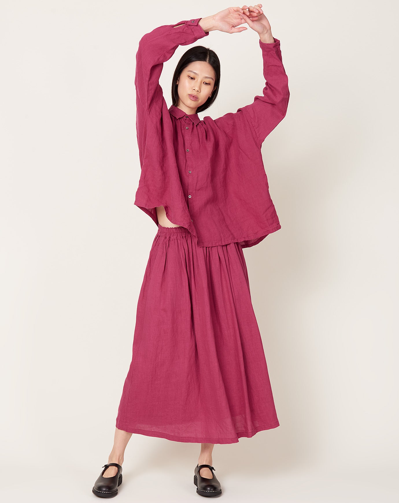 Ichi Antiquités Color Linen Skirt in Pink