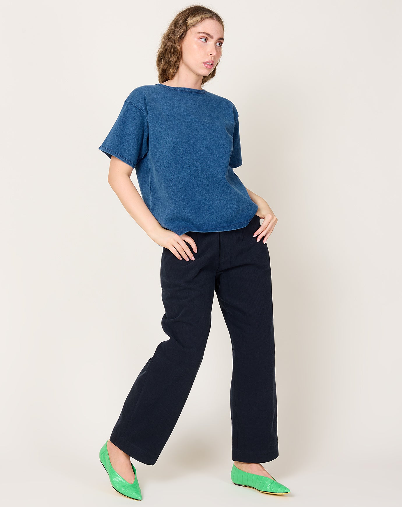 Ichi Antiquités Indigo S/S Pullover