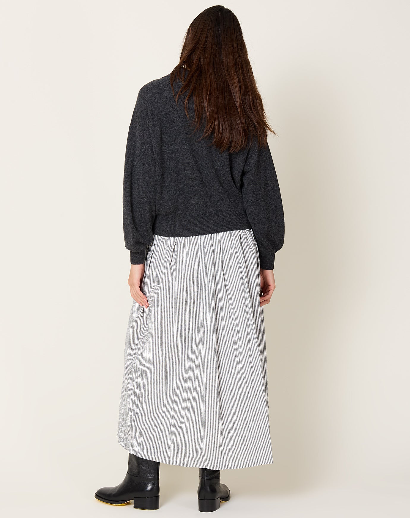 Ichi Antiquités Stripe Skirt in White