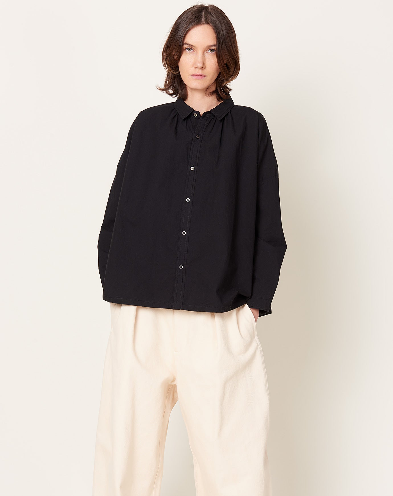 Ichi Antiquités "OHMI" Typewriter Shirt in Black