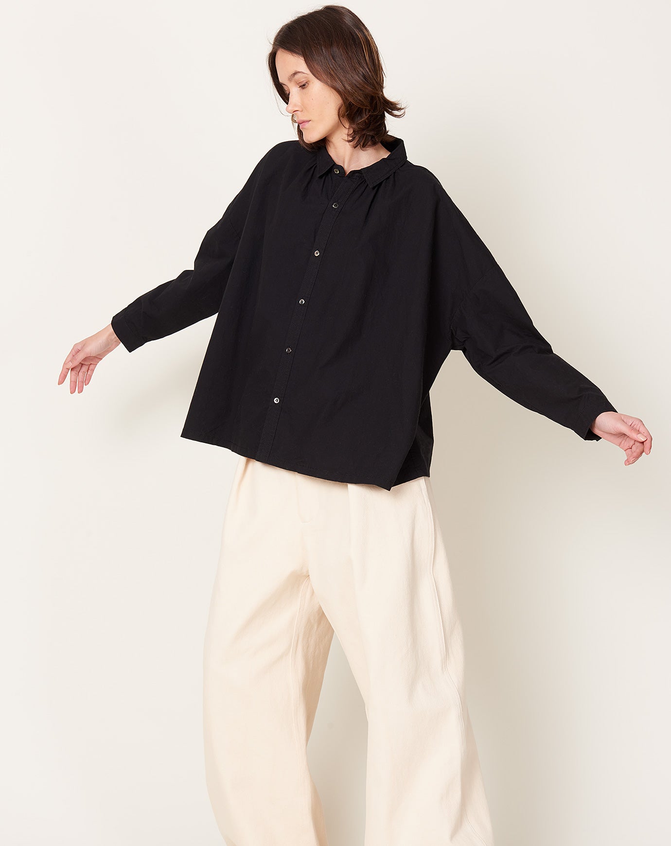 Ichi Antiquités "OHMI" Typewriter Shirt in Black