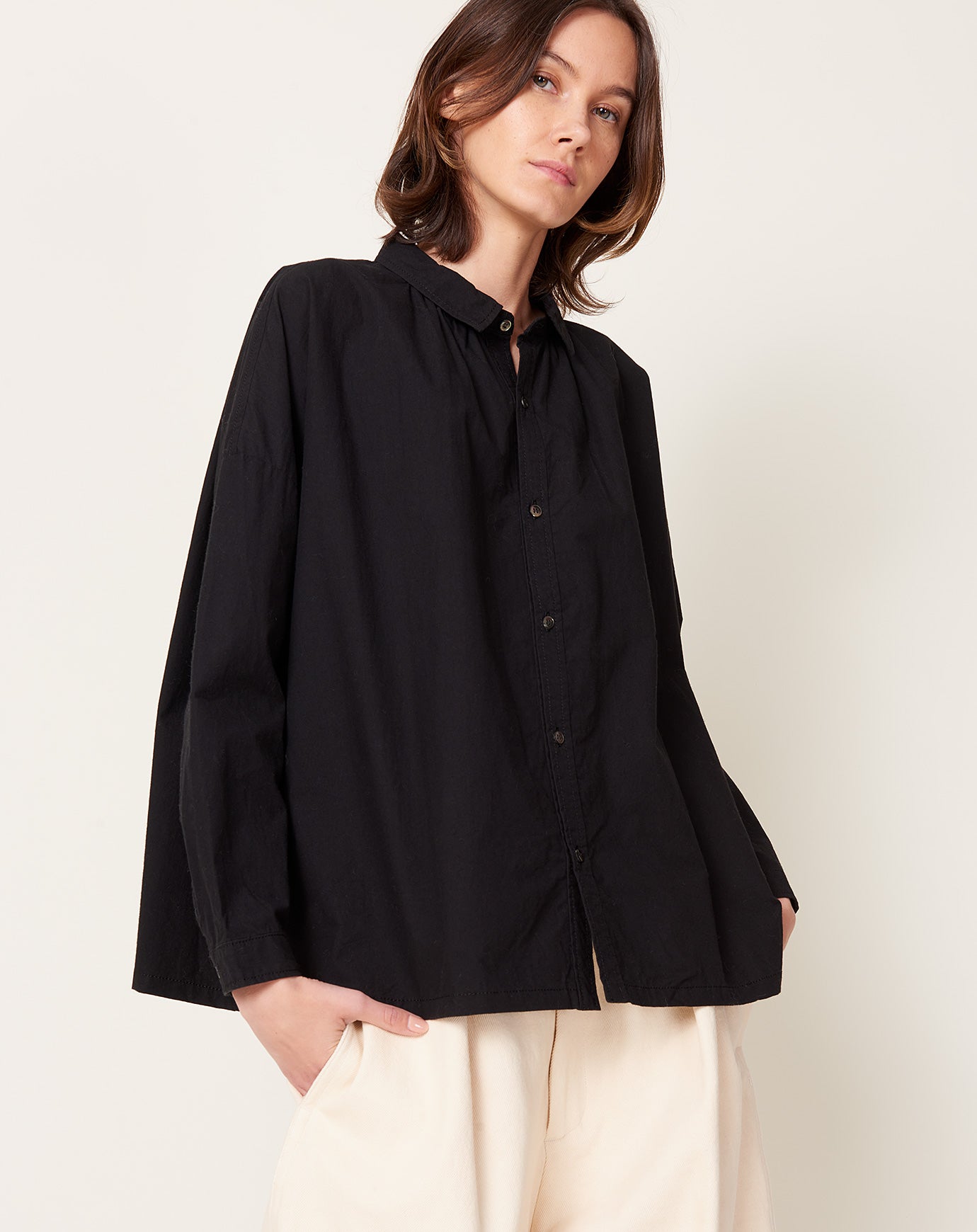 Ichi Antiquités "OHMI" Typewriter Shirt in Black