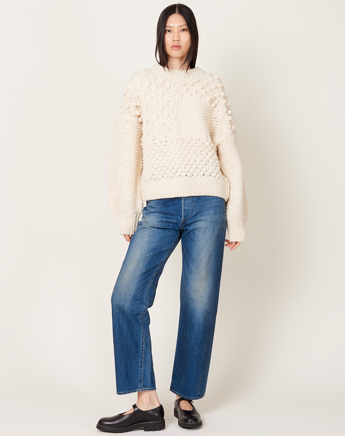 Ichi Antiquités Peru Hand-Knit Pullover in White