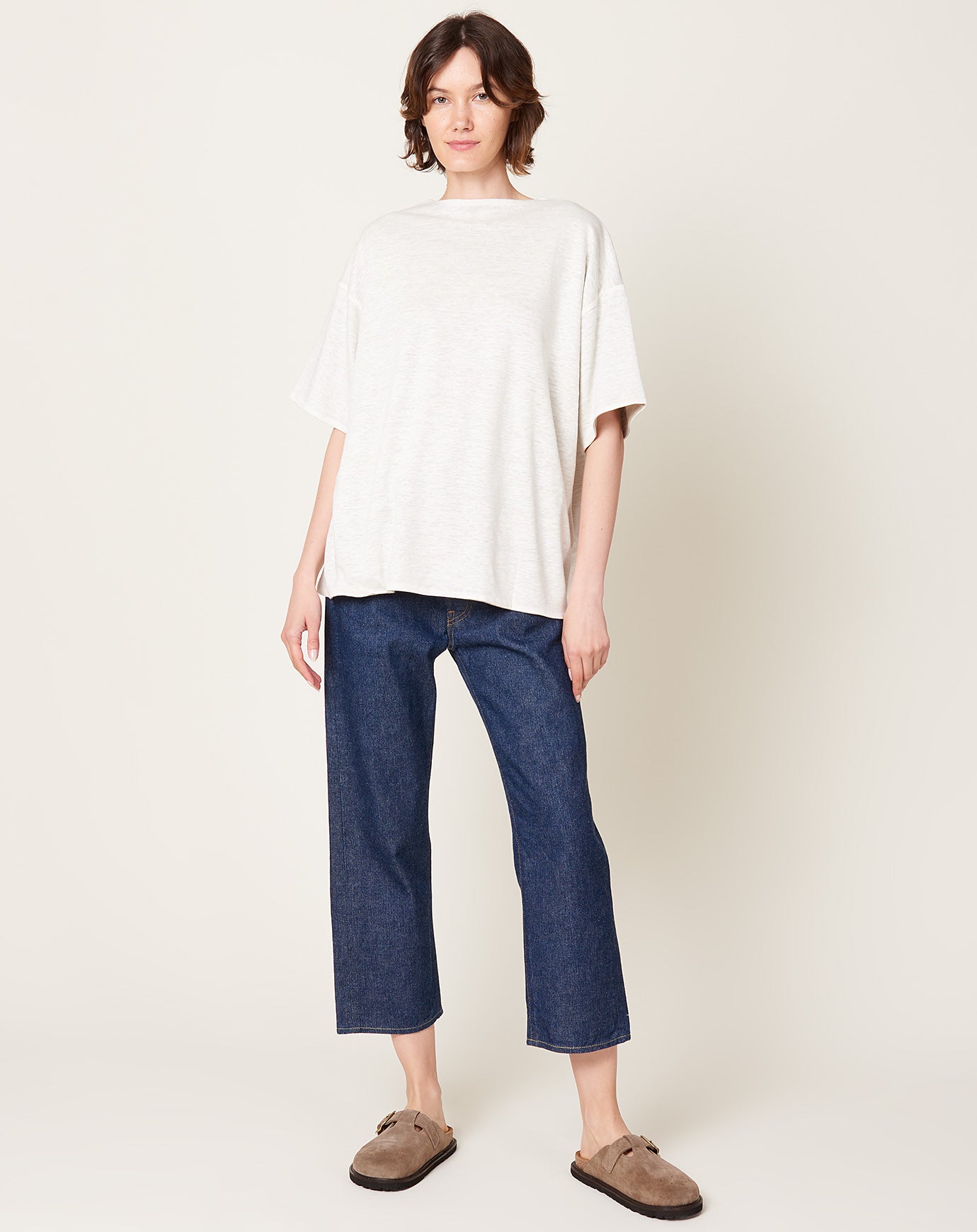 Ichi Antiquités Reversible Linen Knit Pullover in White & Natural