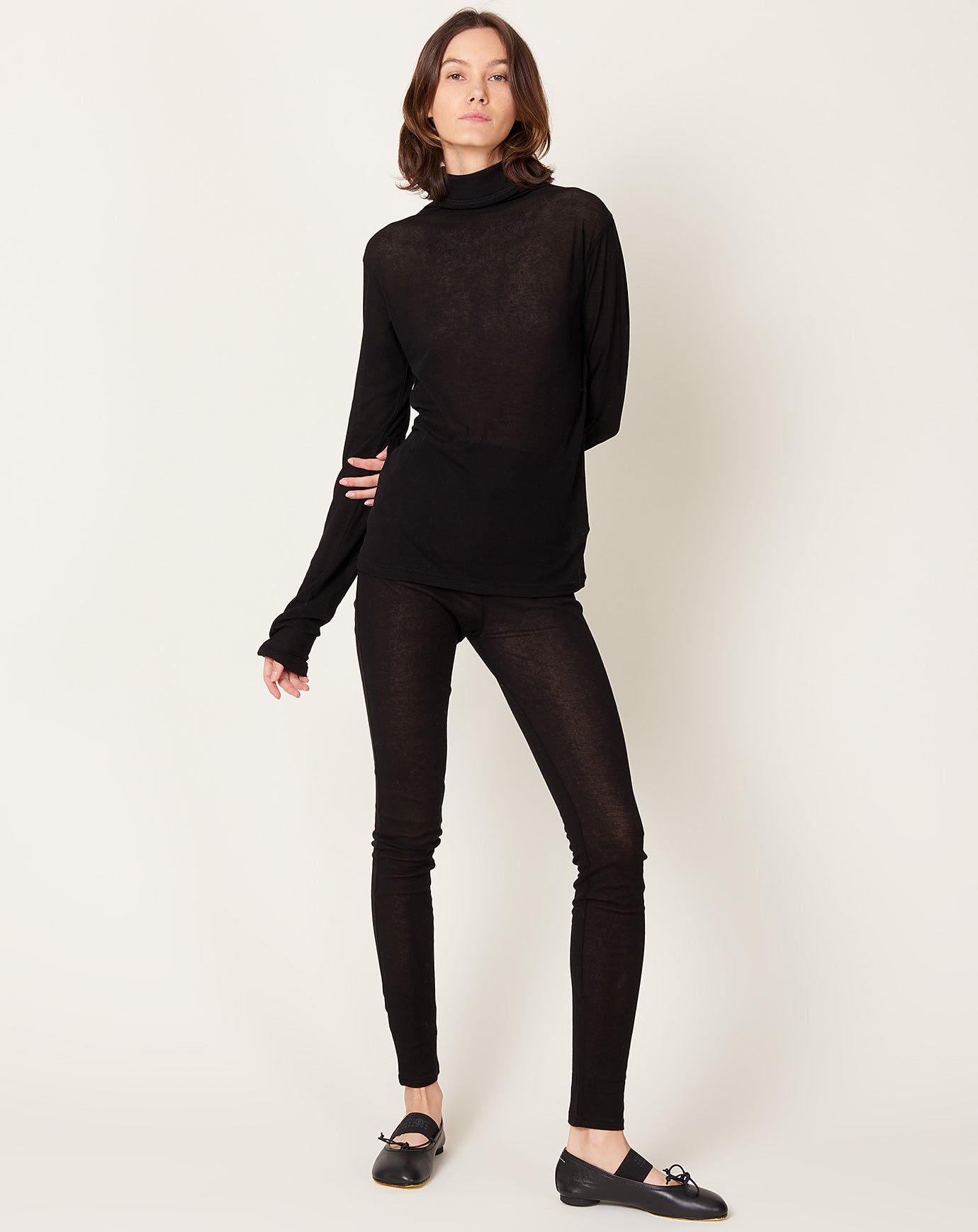 Ichi Antiquités Rib Jersey Leggings in Black