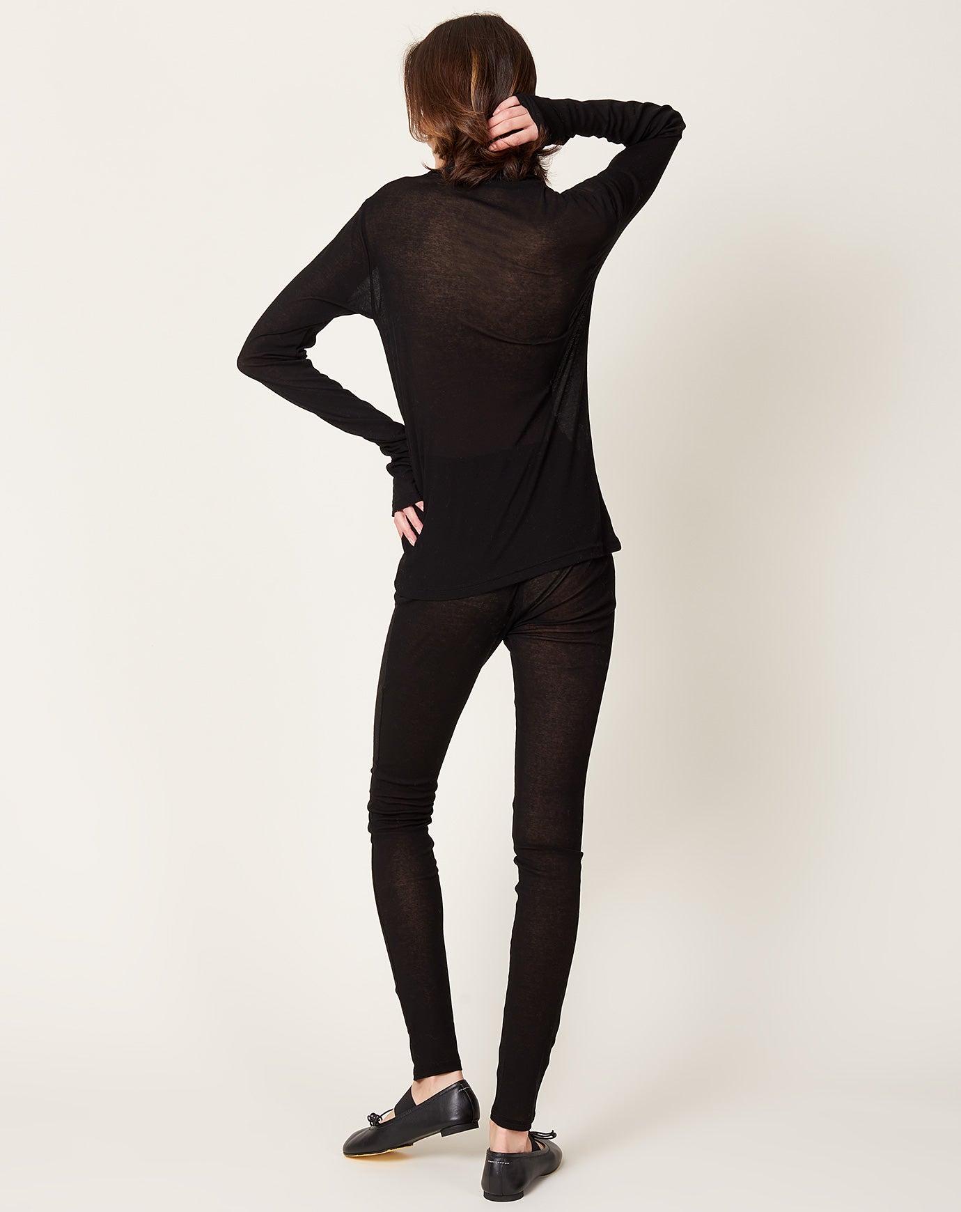 Ichi Antiquités Rib Jersey Leggings in Black