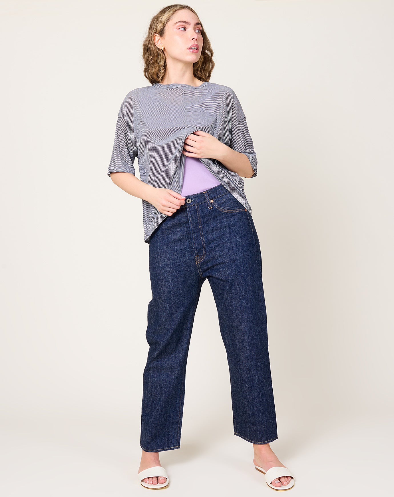 Ichi Antiquités T-Shirt and Tanktop Set in Lavender and Stripe