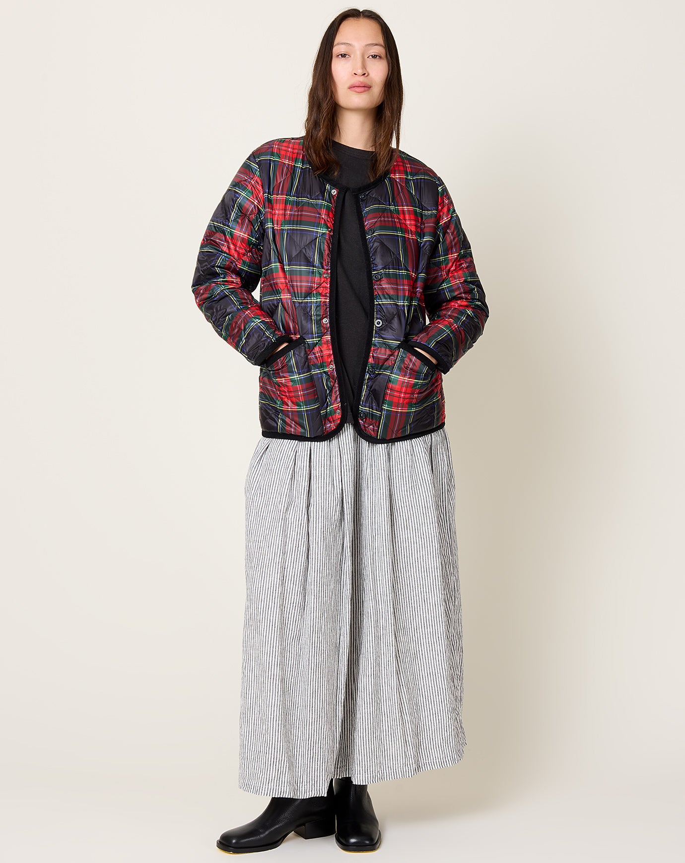 Ichi Antiquités Down Jacket in Black Tartan