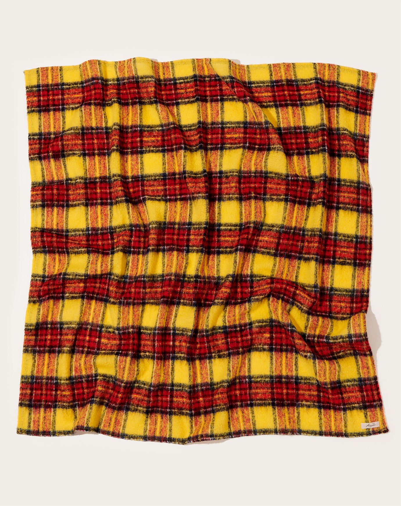 Ichi Antiquités Tartan Wool Shaggy Stole in Yellow