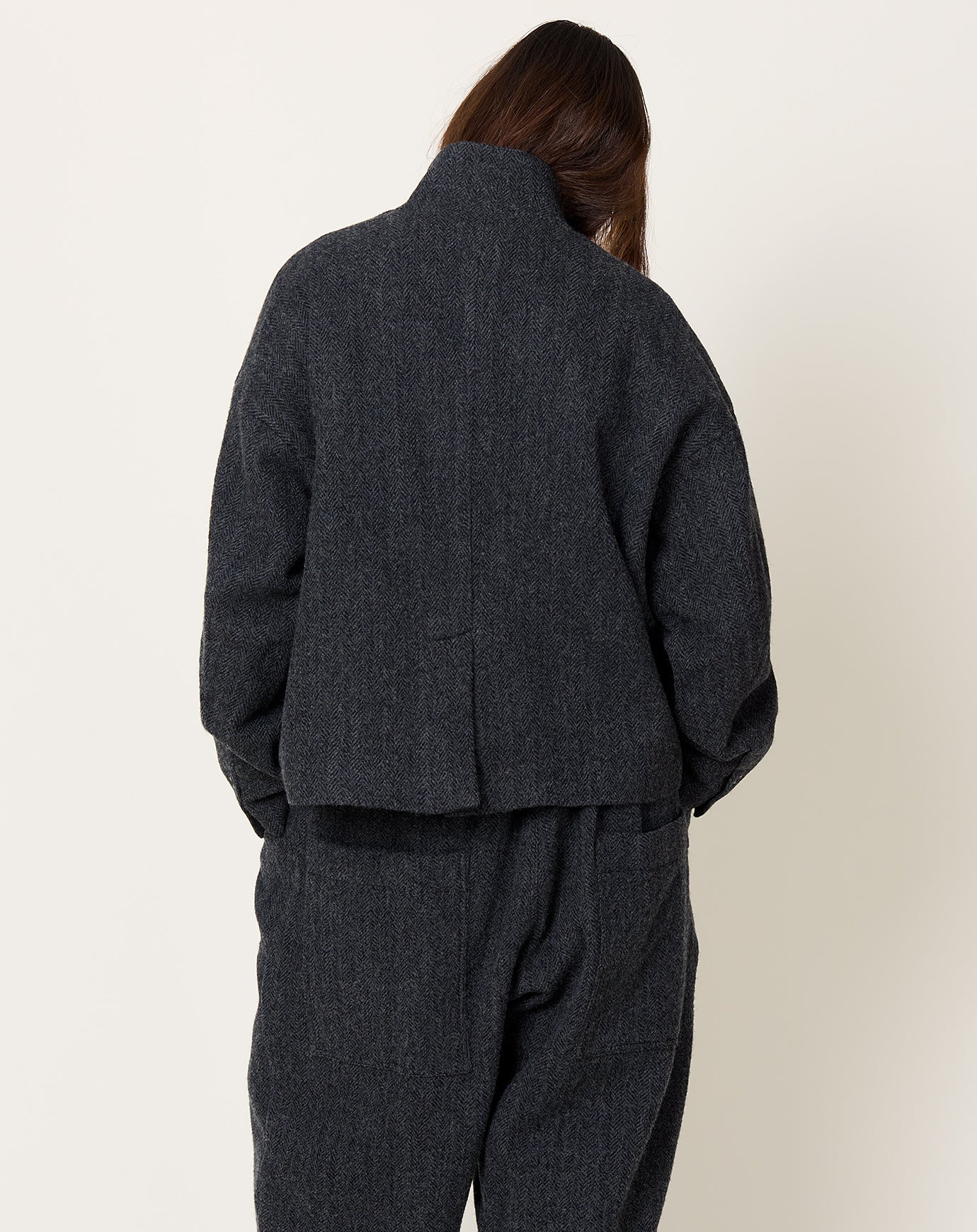 Ichi Antiquités Wool Herringbone Jacket in Black
