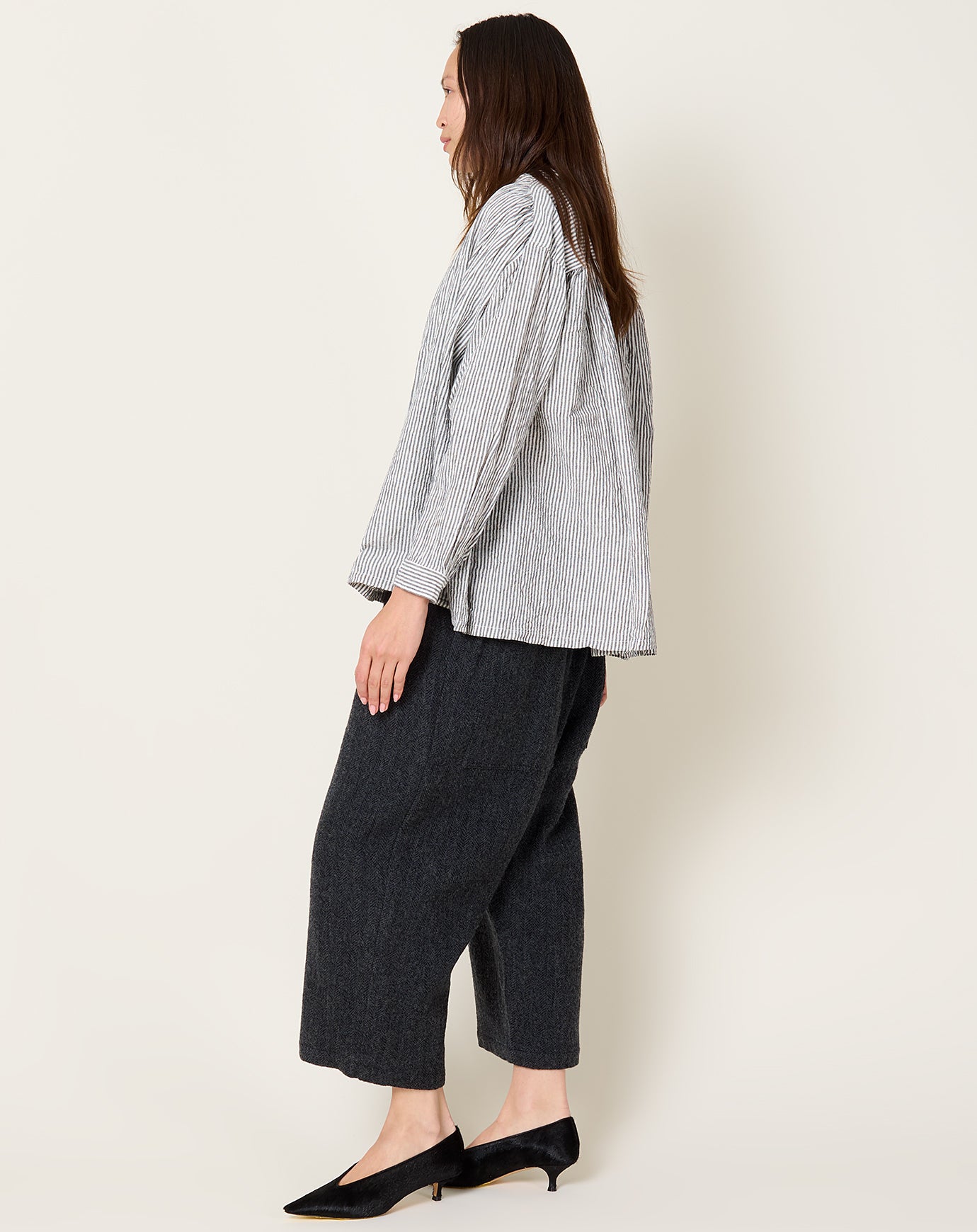 Ichi Antiquités Wool Herringbone Pants in Black