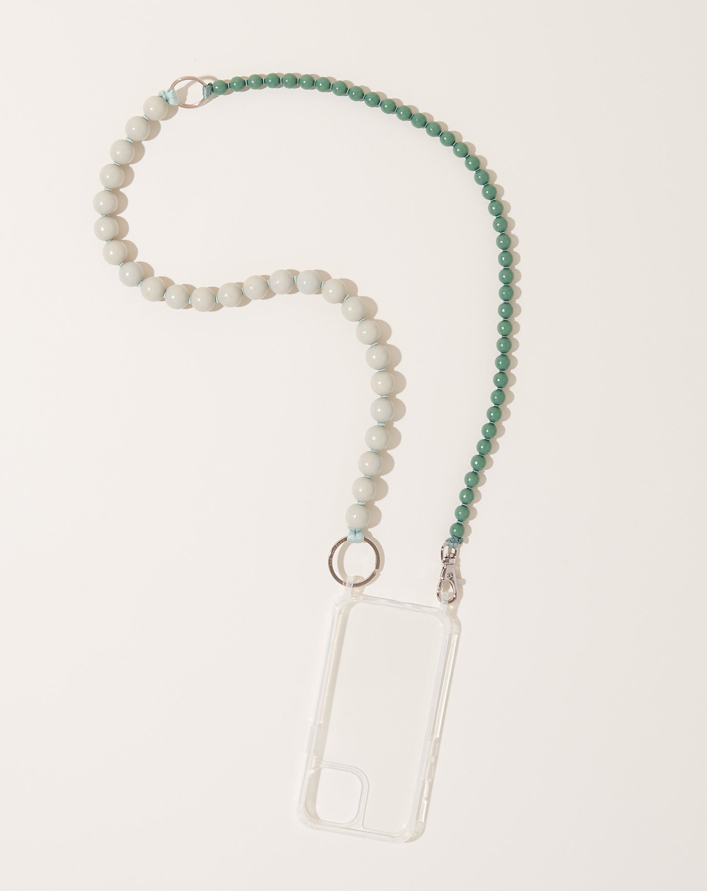 Ina Seifart Doppel Handykette iPhone Necklace in Light Grey and Salvia on Salvia