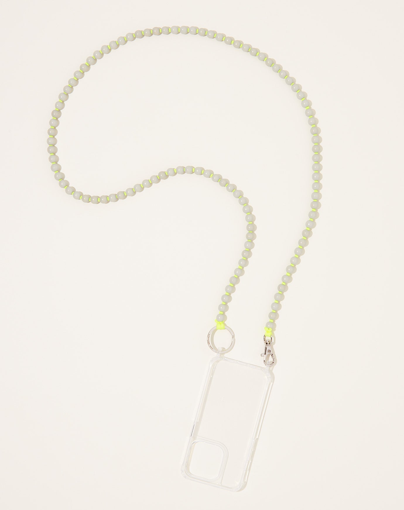 Ina Seifart Handykette iPhone Necklace in Light Grey on Neon Yellow