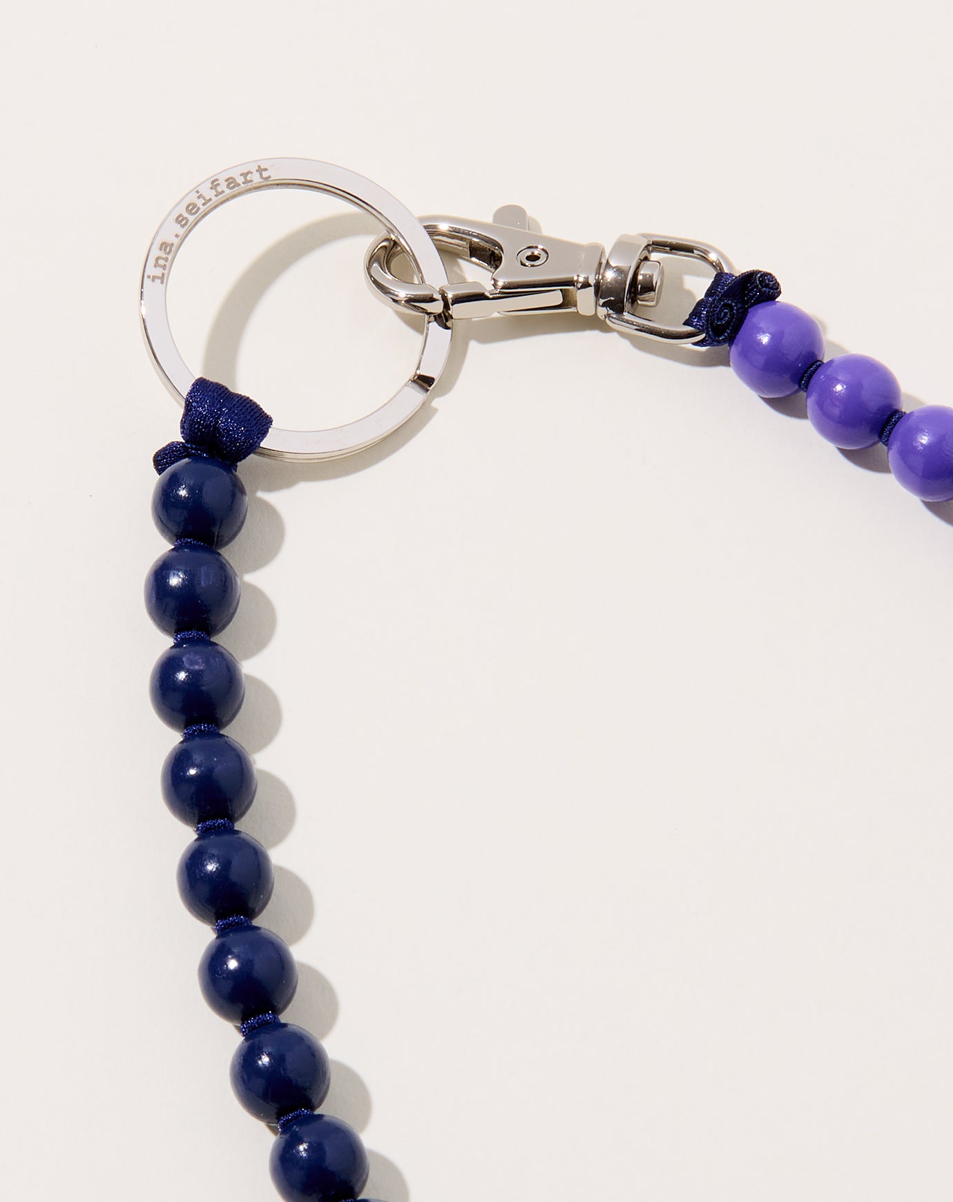 Ina Seifart Perlen Long Keyholder in Purple and Navy on Navy