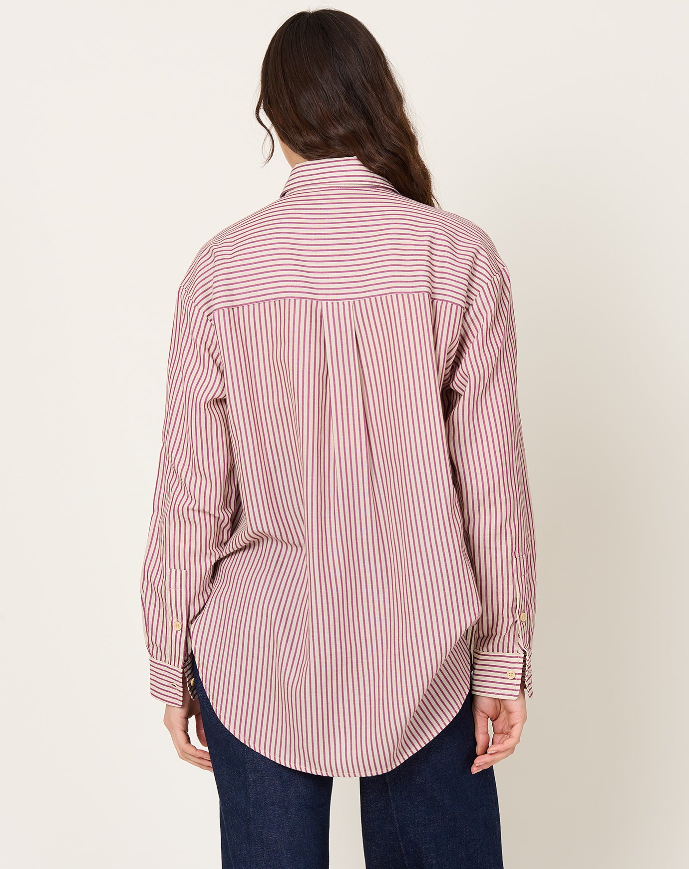 Jamie Haller Stripe Essential Shirt in Burgundy & Natural