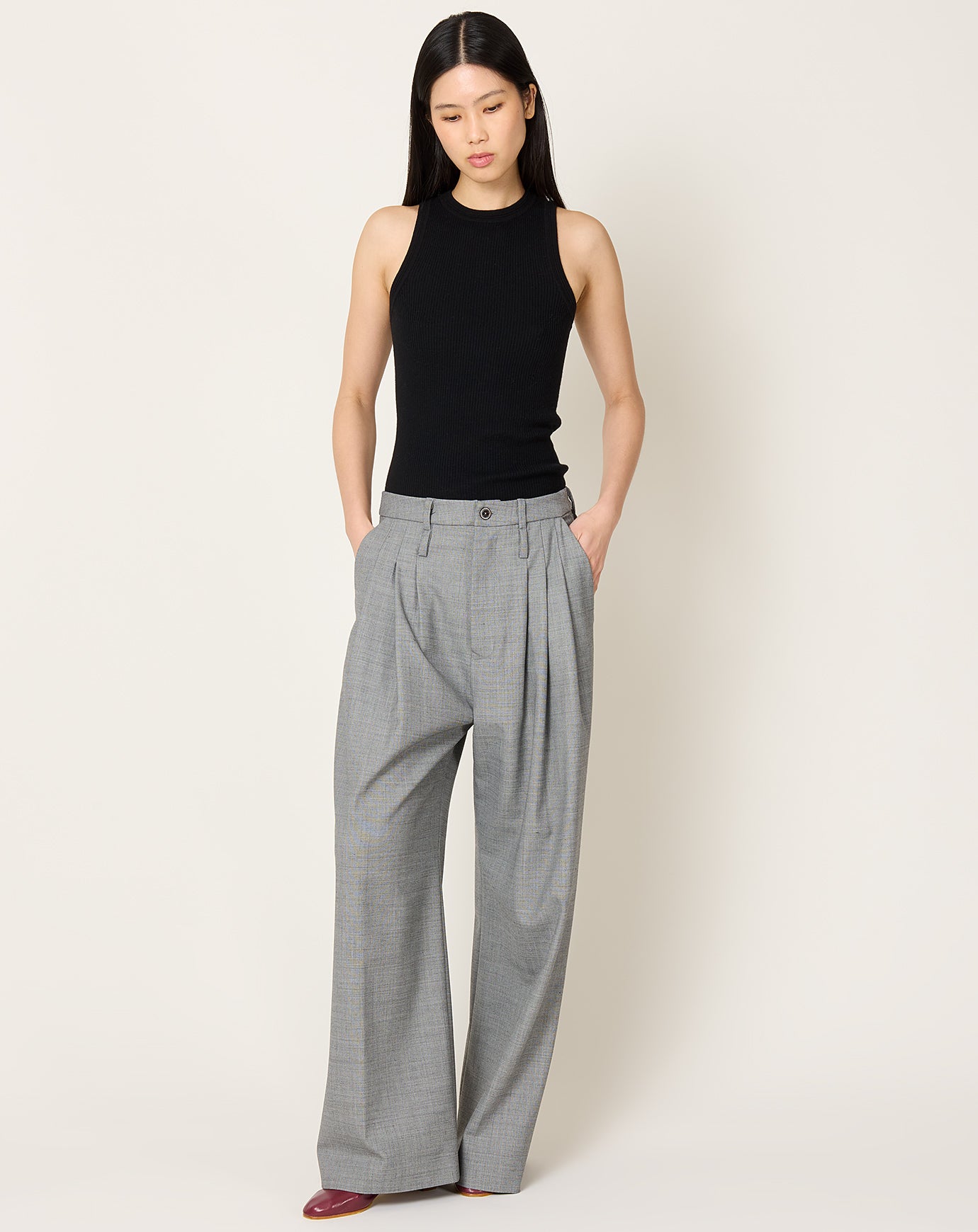 Jamie Haller Tripple Pleat Trouser in Pepper