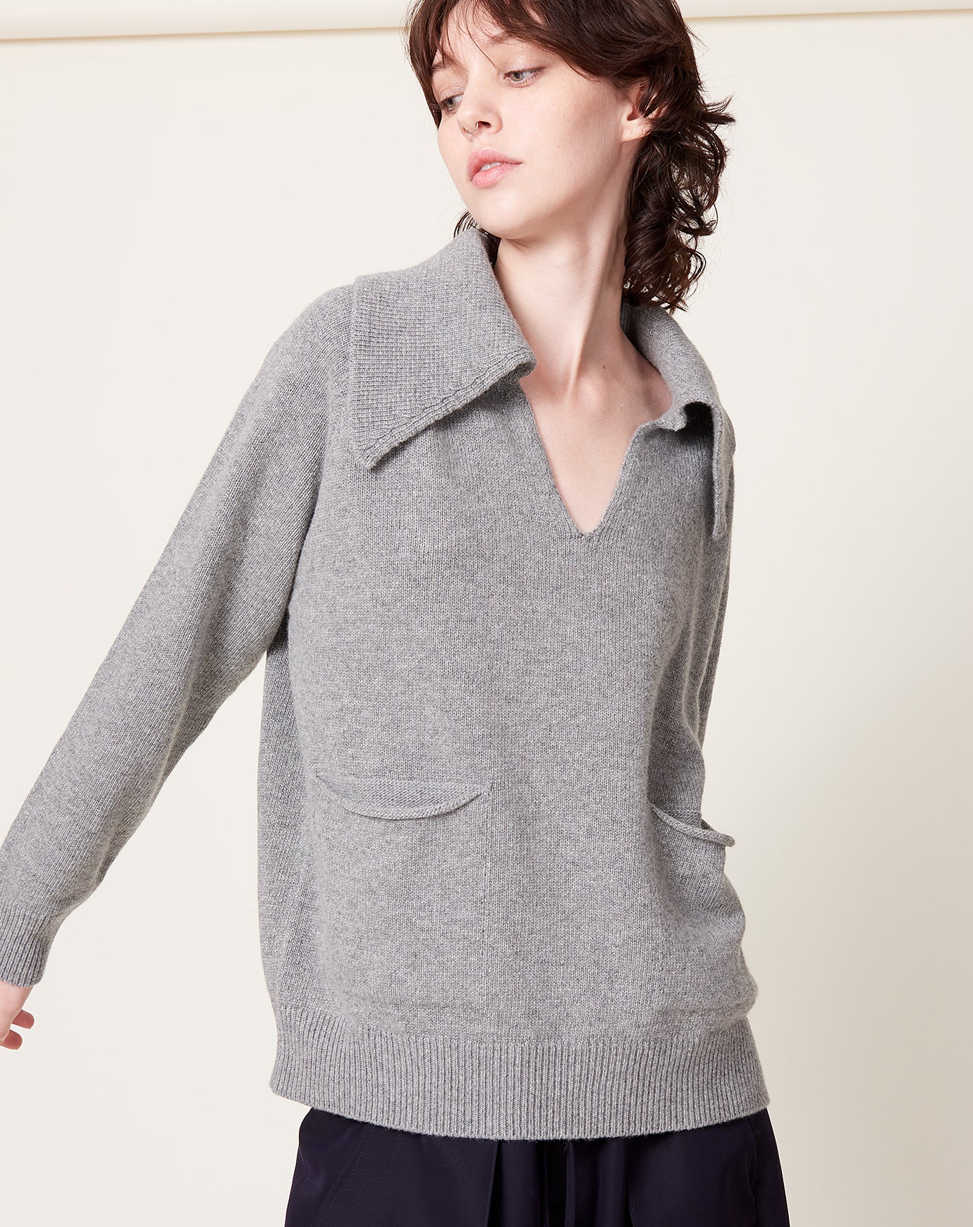 Kallmeyer Betina Collared Sweater in Sterling