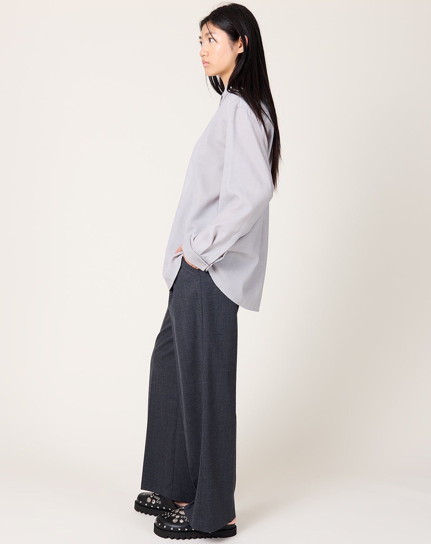 Kallmeyer Chloé Bib Button Down in Light Silver