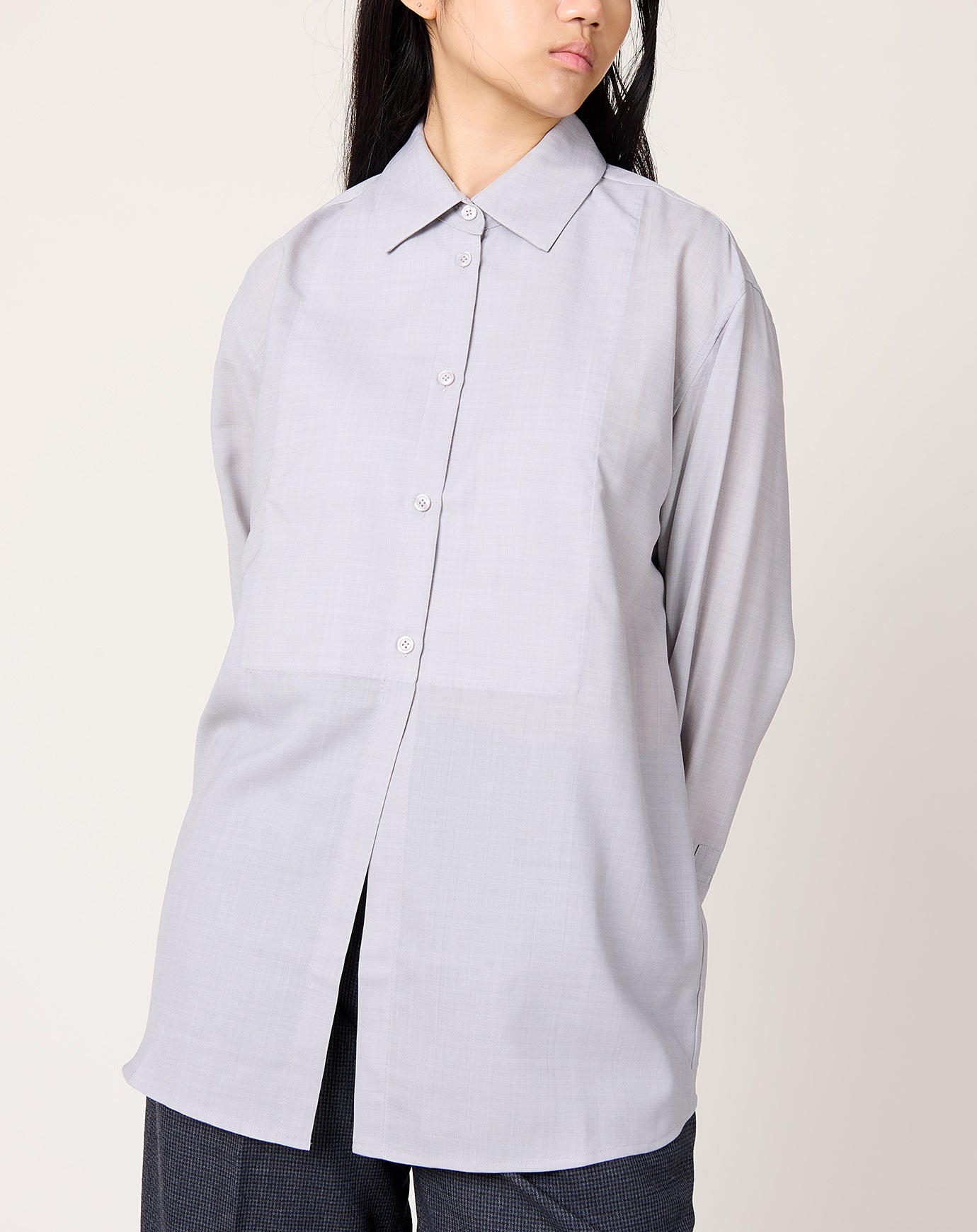 Kallmeyer Chloé Bib Button Down in Light Silver