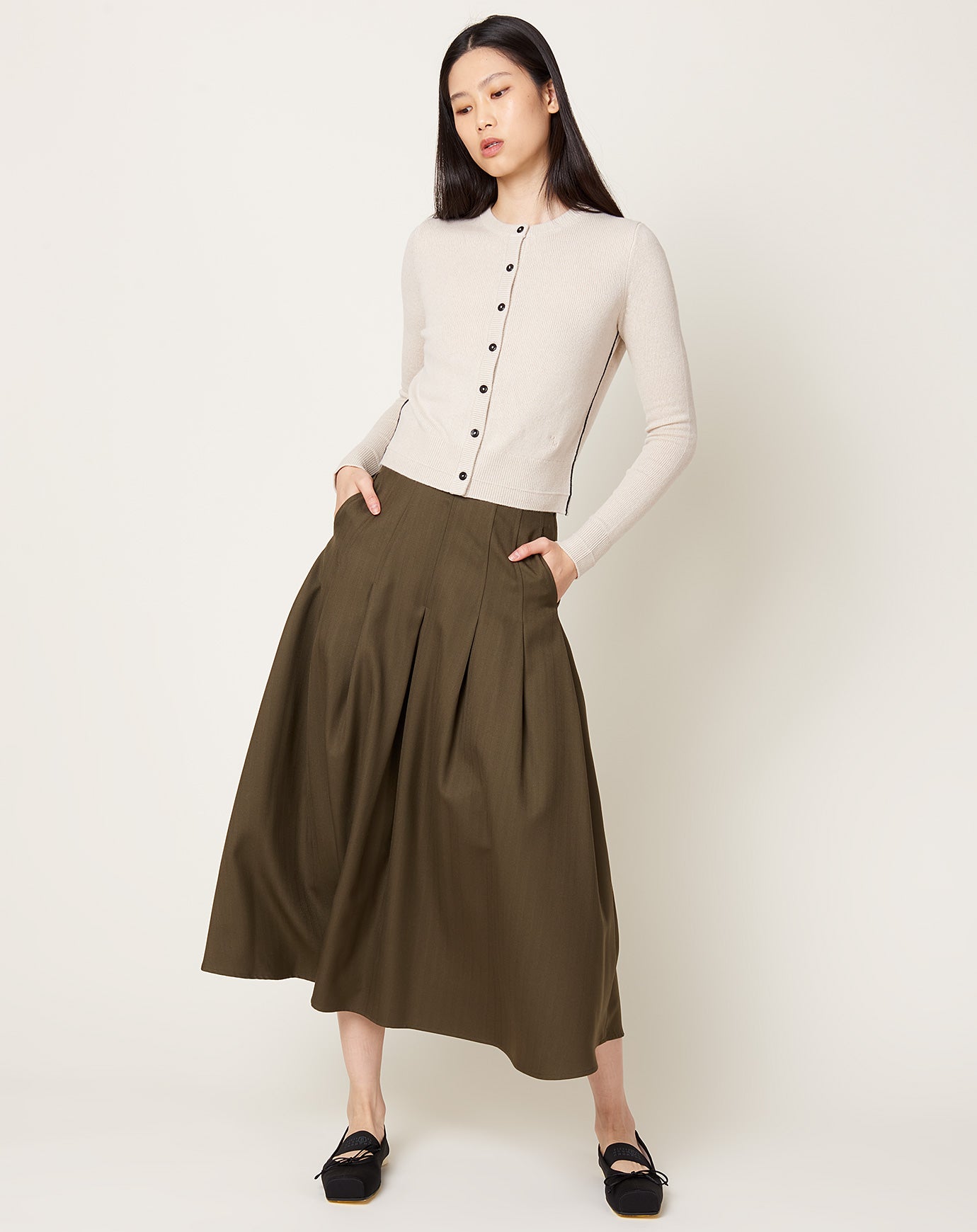 Kallmeyer Dakota Pleated Skirt in Olive