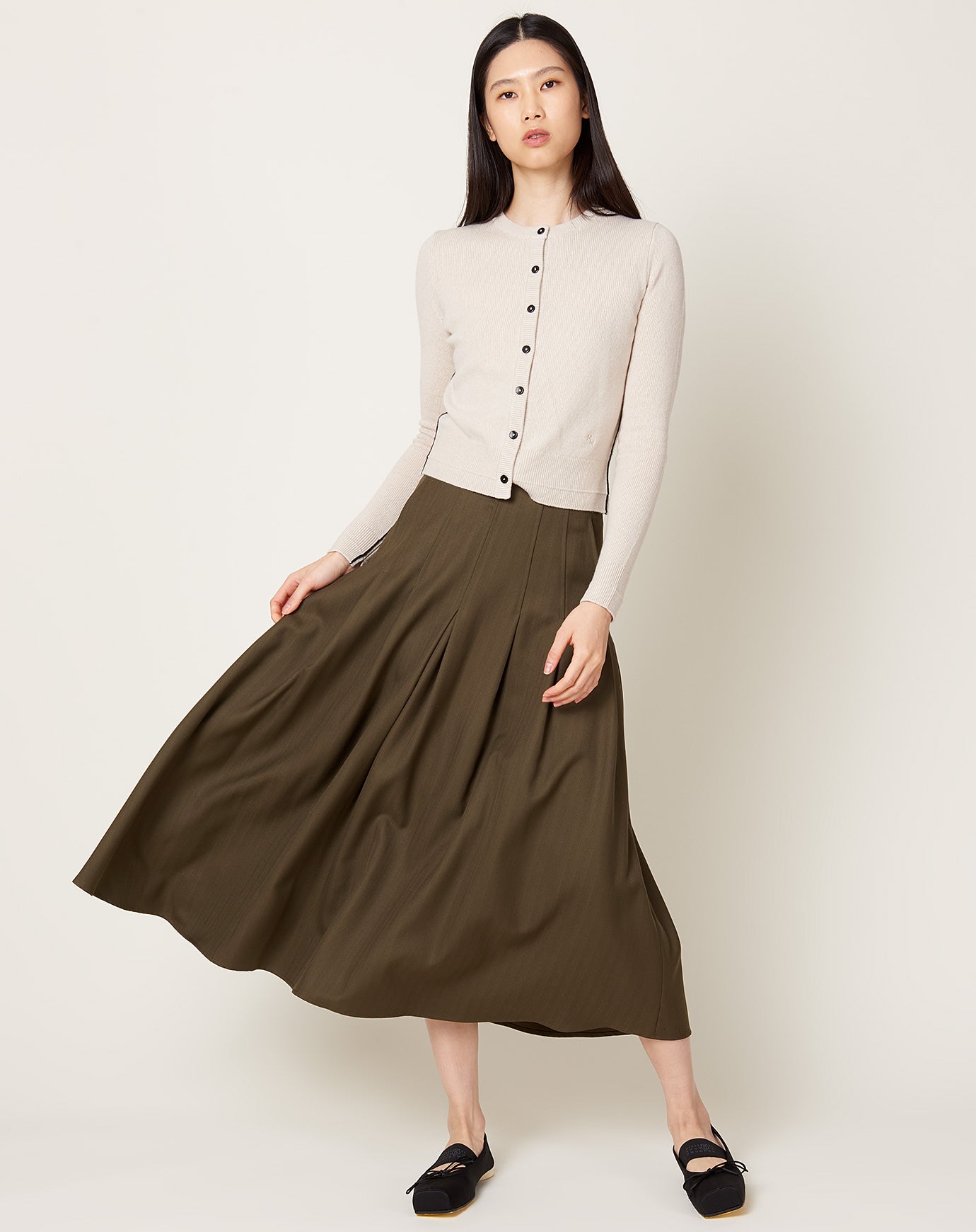 Kallmeyer Dakota Pleated Skirt in Olive