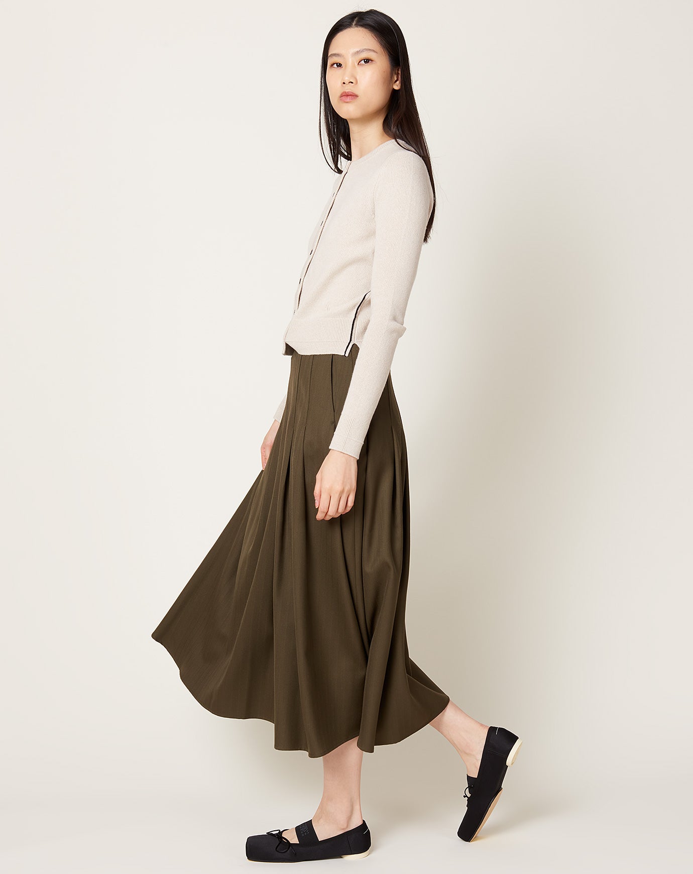 Kallmeyer Dakota Pleated Skirt in Olive