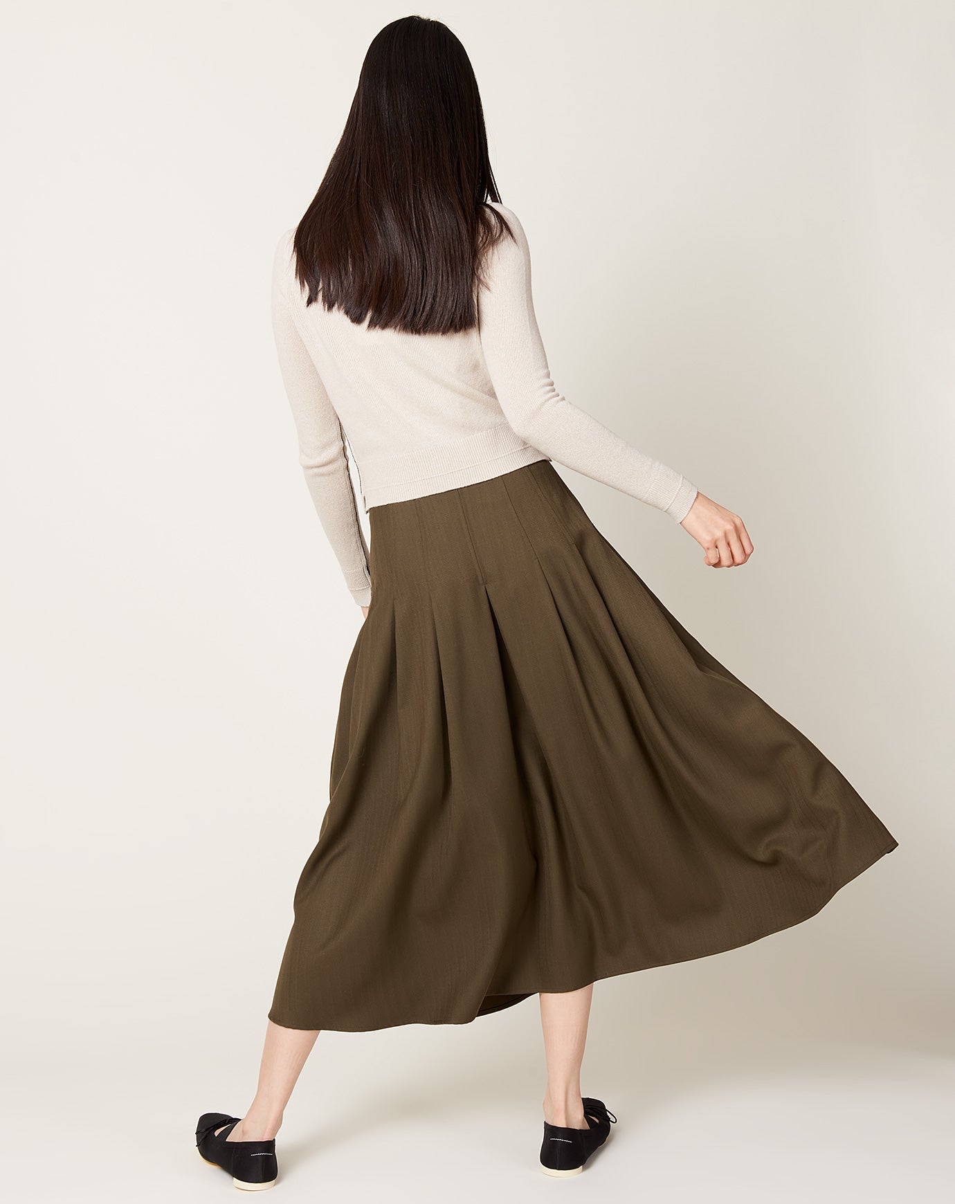 Kallmeyer Dakota Pleated Skirt in Olive