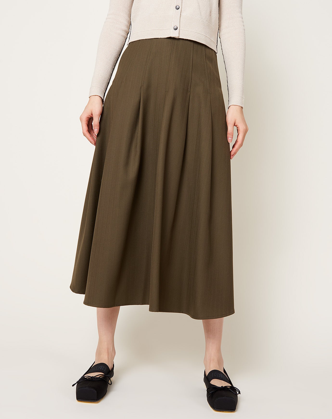 Kallmeyer Dakota Pleated Skirt in Olive