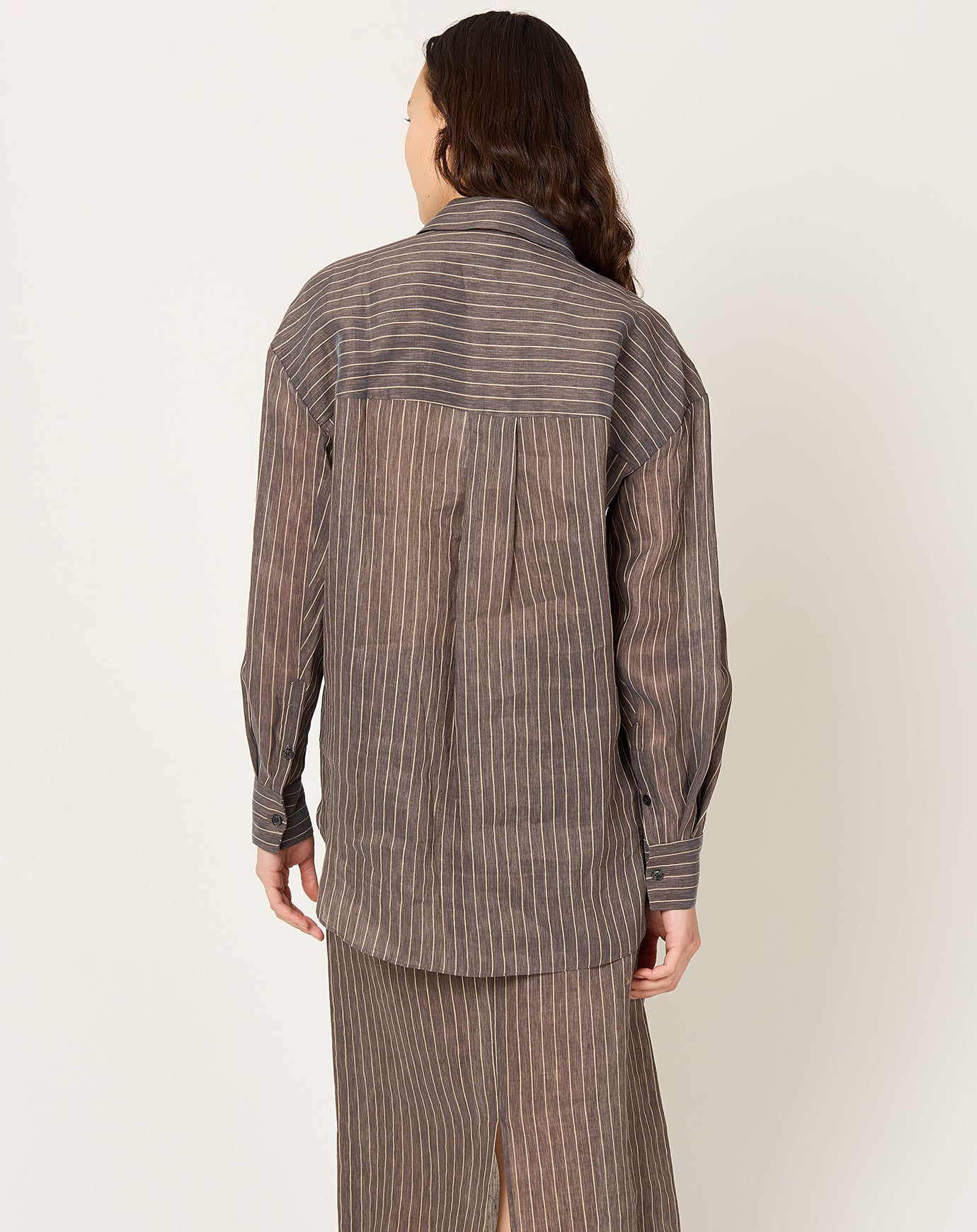 Kallmeyer Dani Button Down in Linen Stripe