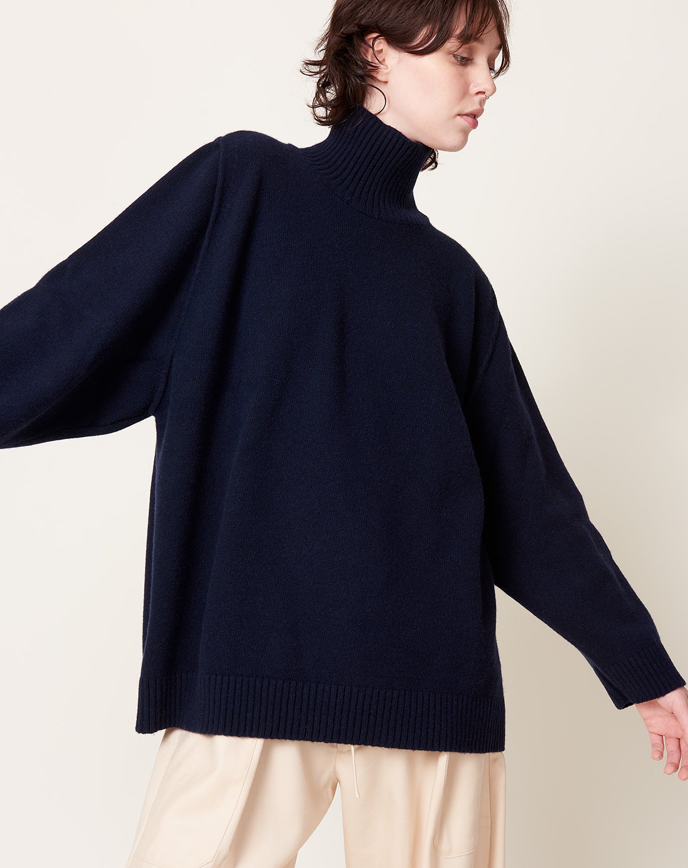 Kallmeyer Funnel Neck Pullover in Navy