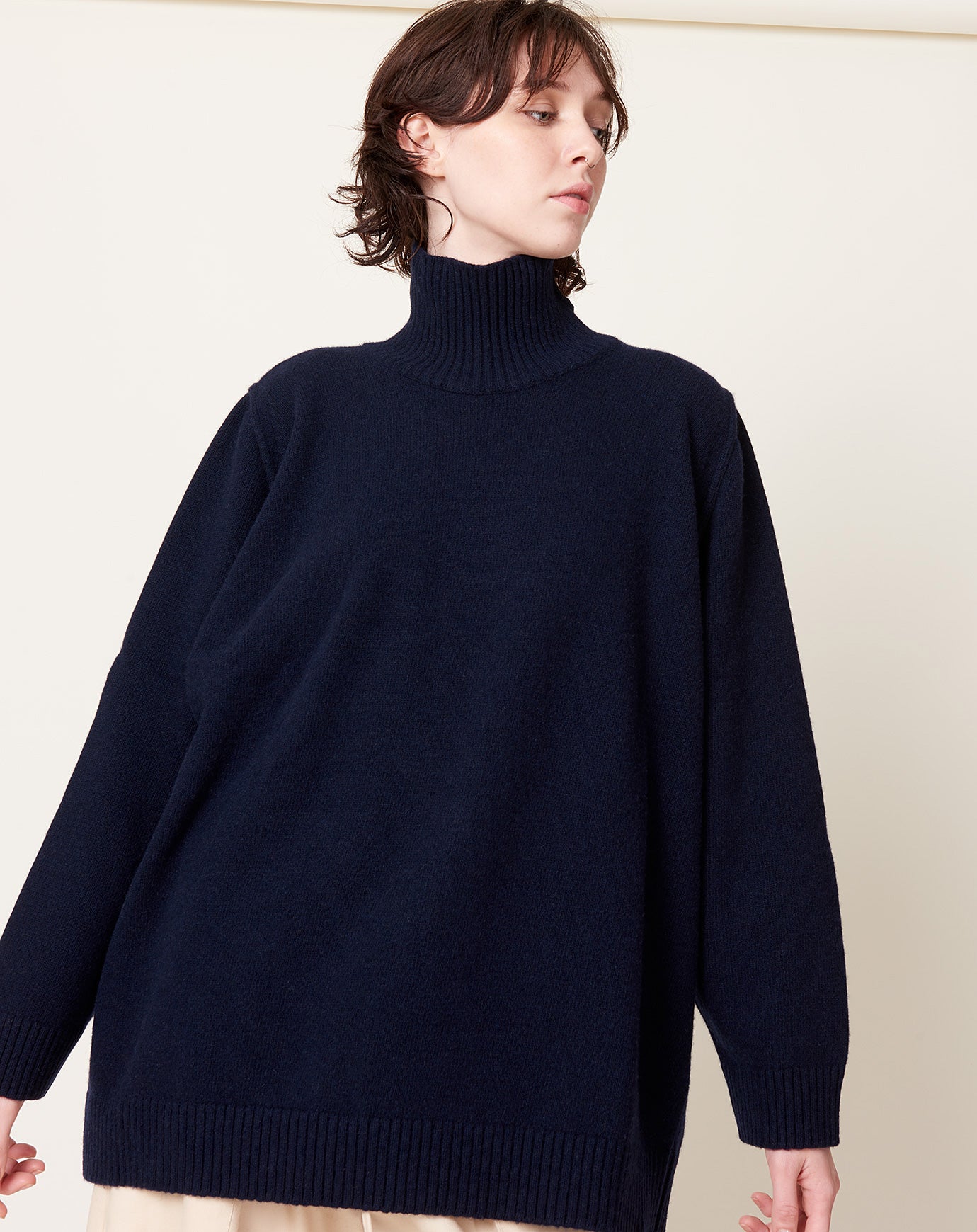 Kallmeyer Funnel Neck Pullover in Navy