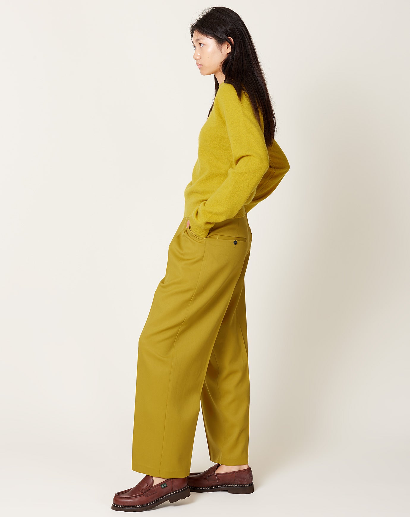 Kallmeyer Houghton Pleated Trouser in Chartreuse