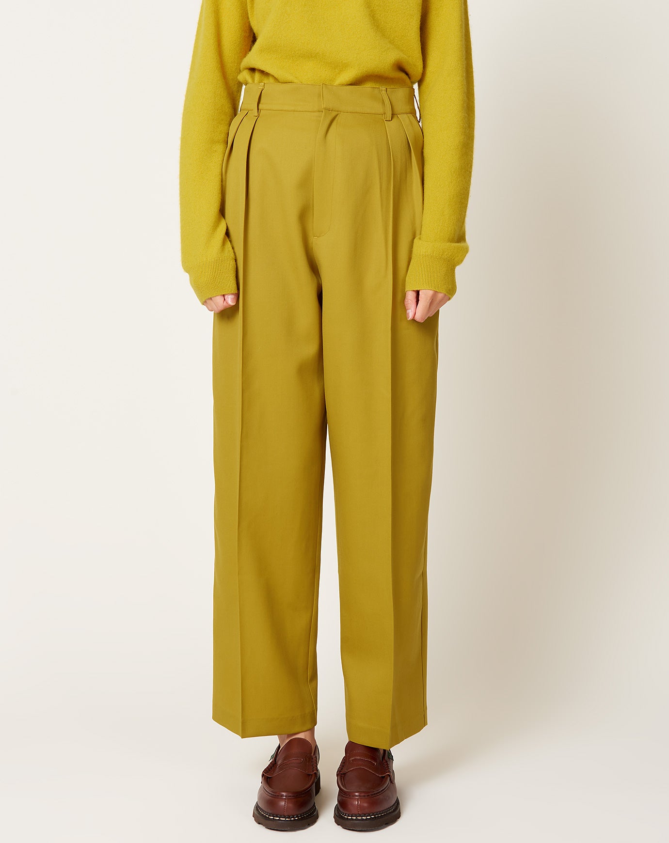Kallmeyer Houghton Pleated Trouser in Chartreuse