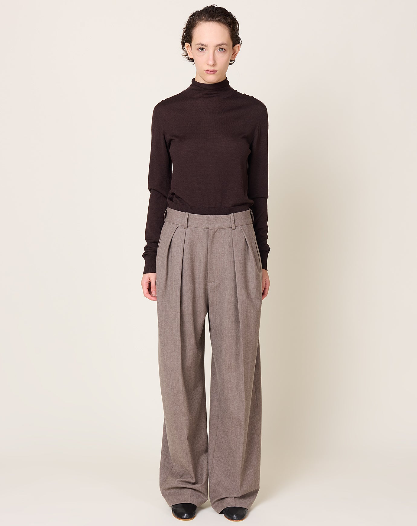 Kallmeyer Joel Pleated Trouser in Mocha