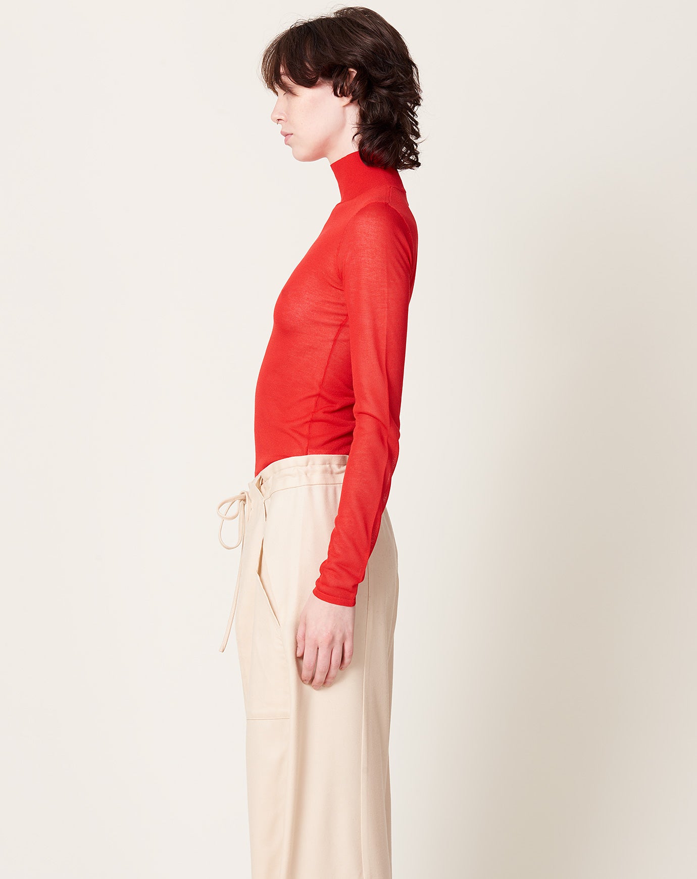 Kallmeyer Lyra Sheer Turtleneck in Scarlet