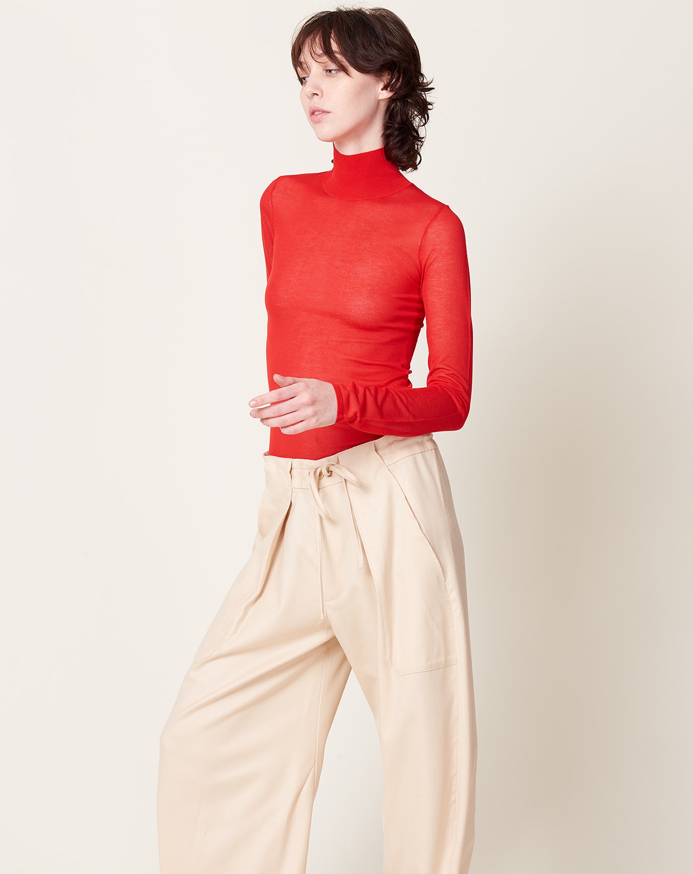 Kallmeyer Lyra Sheer Turtleneck in Scarlet