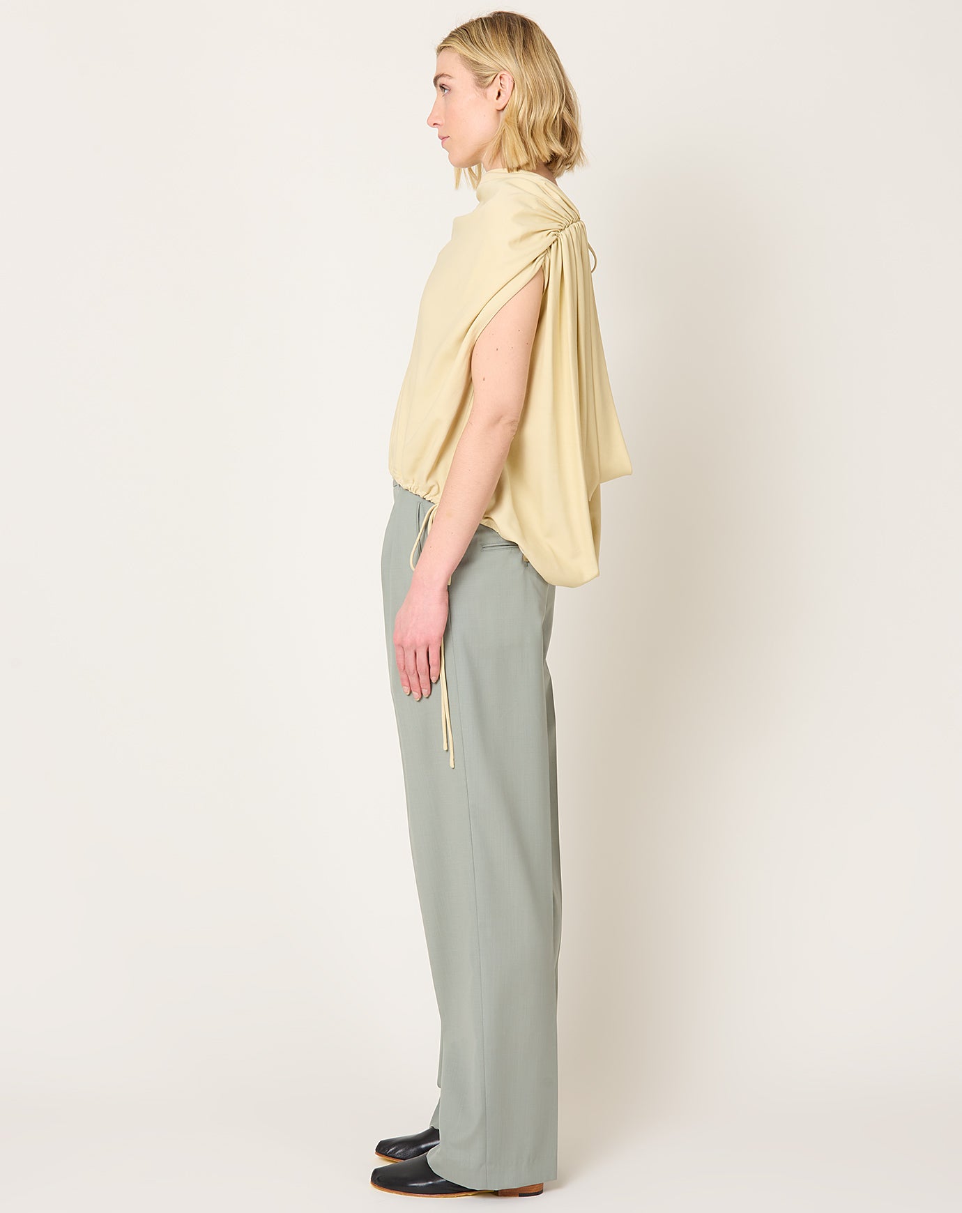Kallmeyer Naia Draped Top in Parchment Crepe
