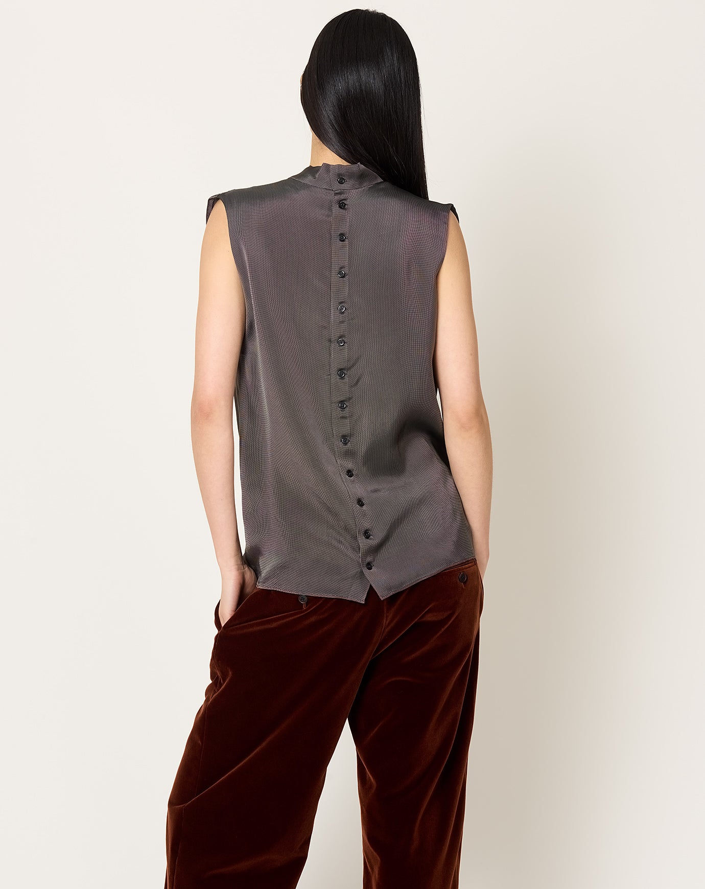 Kallmeyer Penny Draped Top in Chrome