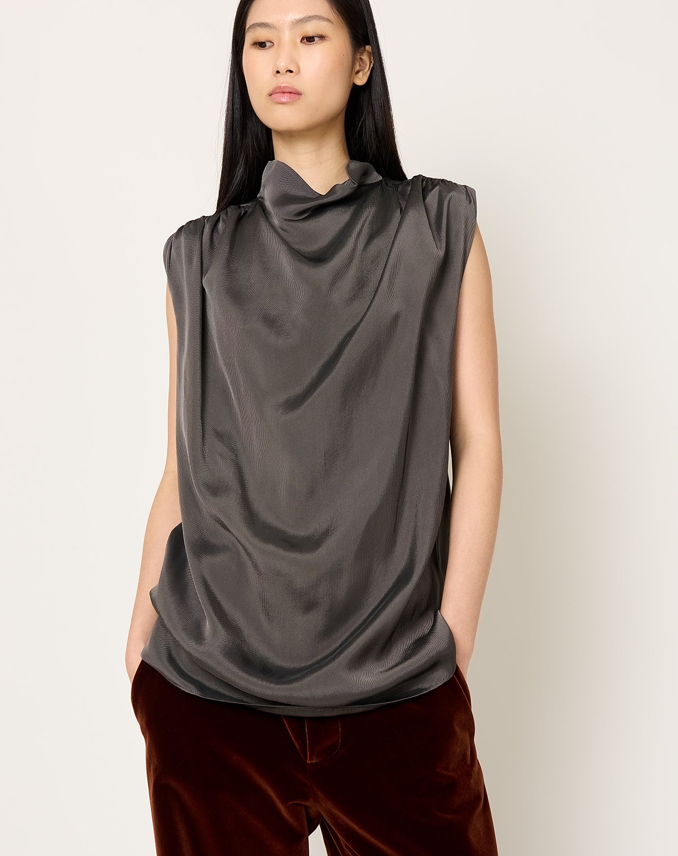 Kallmeyer Penny Draped Top in Chrome