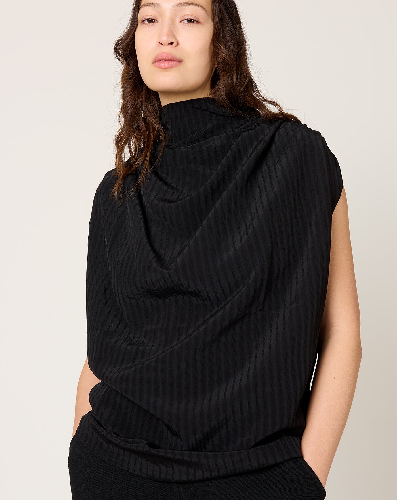 Kallmeyer Penny Draped Top in Striped Viscose