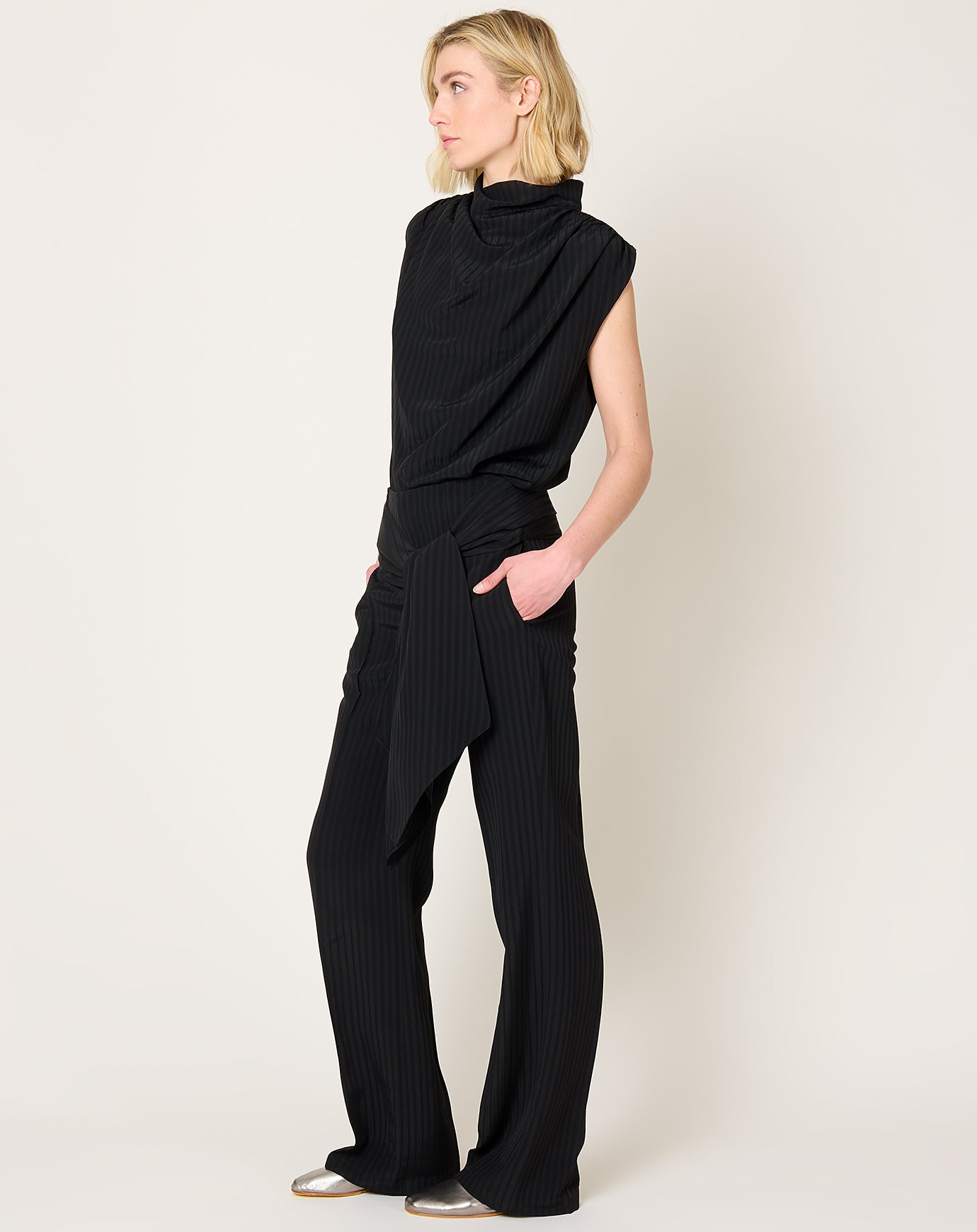 Kallmeyer Ulla Tie Trouser in Striped Shadow